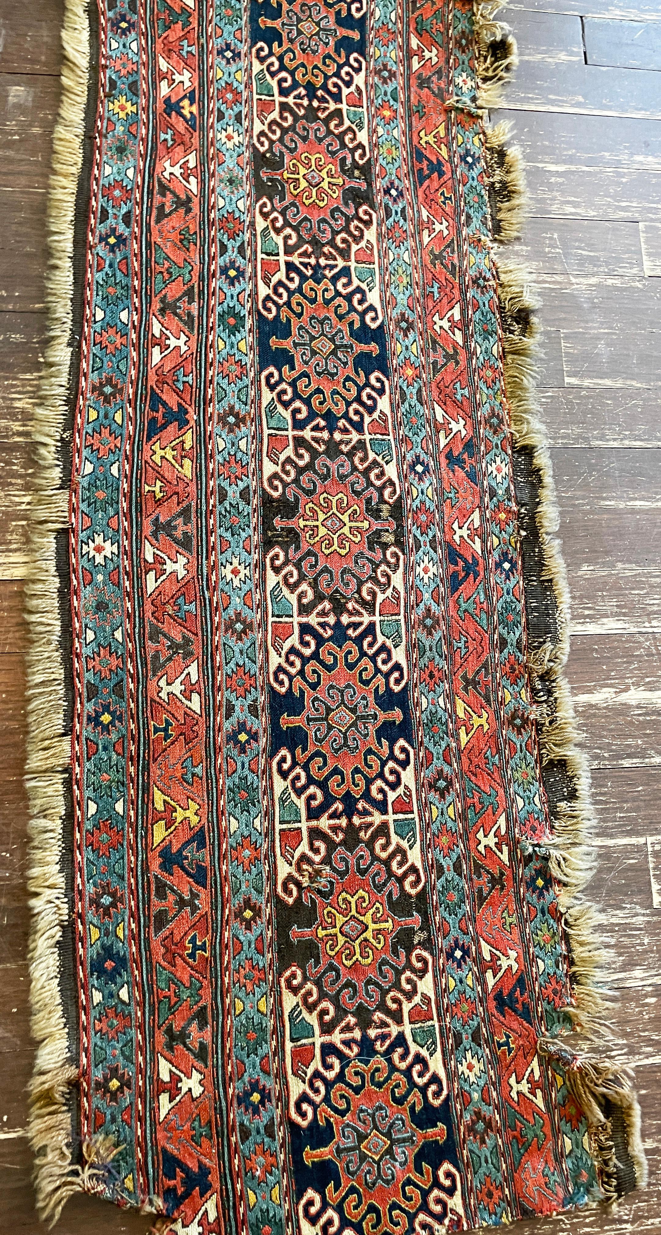 Antiker Soumak Kaukasischer Kilim Teppich/Tasche, um 1870 AS IS (Kelim) im Angebot