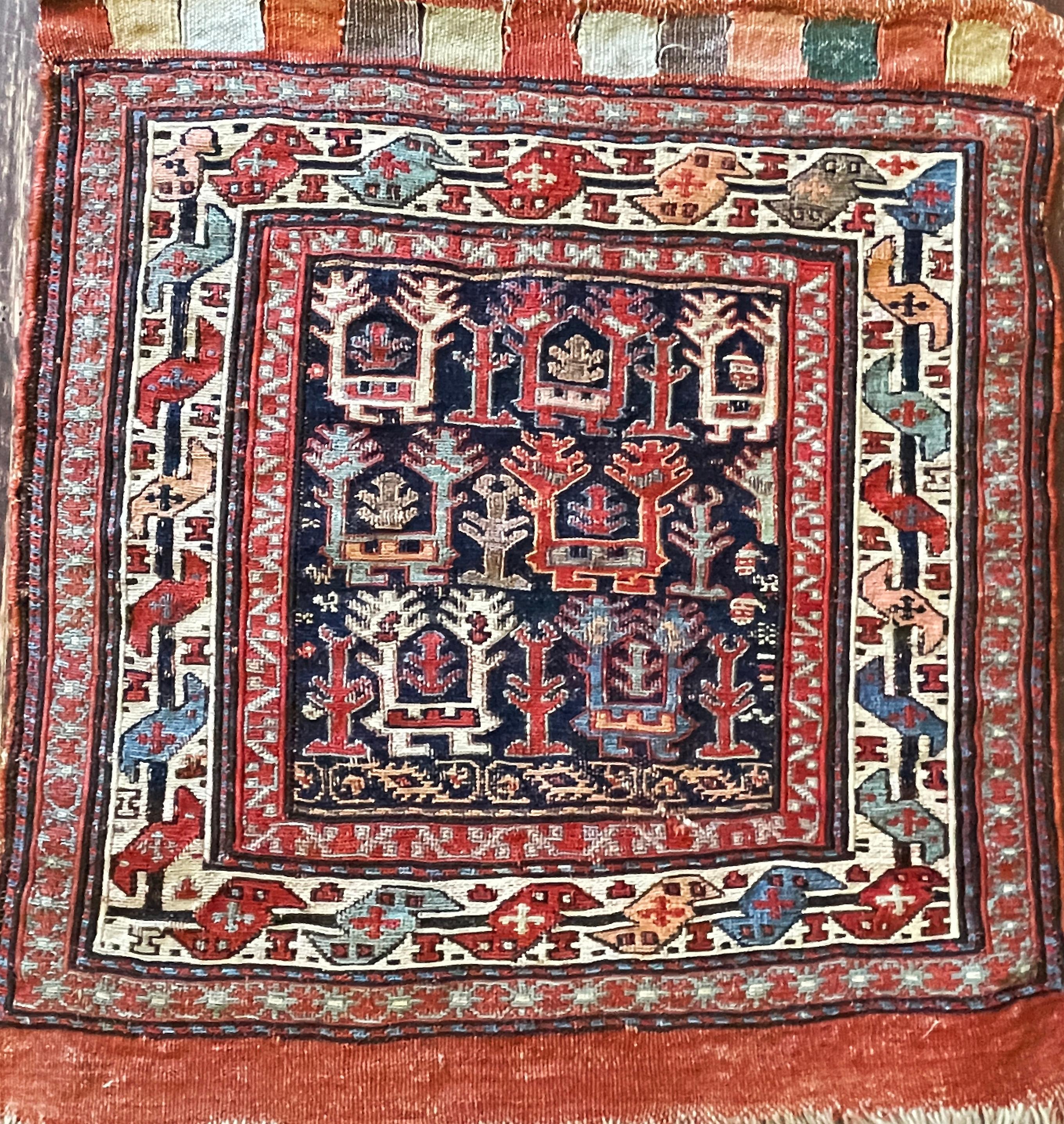 19th Century Antique Soumak Caucasian Kilim Rug/Bag For Sale