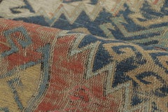 Antique Soumak Dragon Rug in Red with Colorful Geometric Patterns - Rug & Kilim