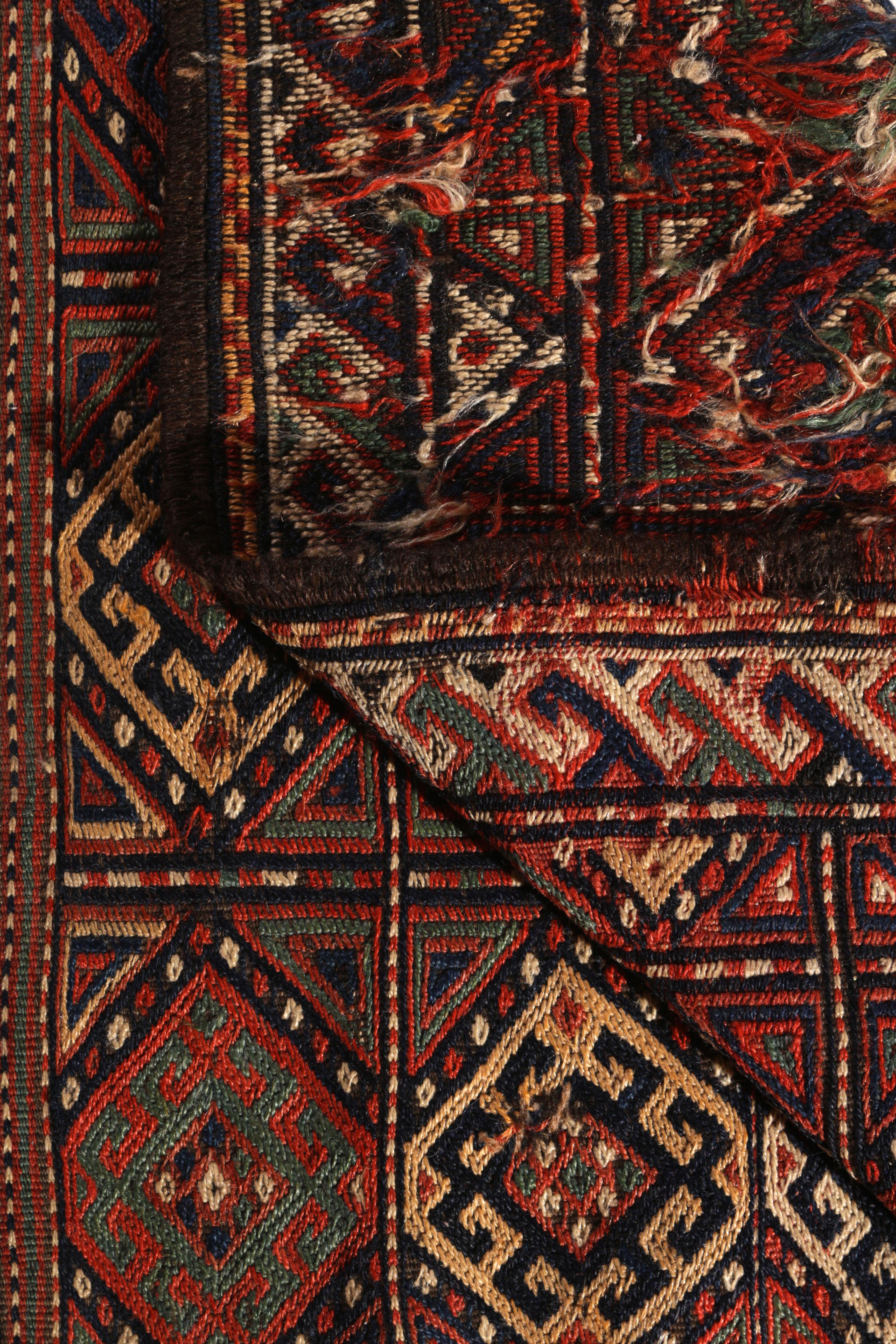 Late 19th Century Antique Soumak Kilim Red Russian Tribal Flat-Weave by Rug & Kilim