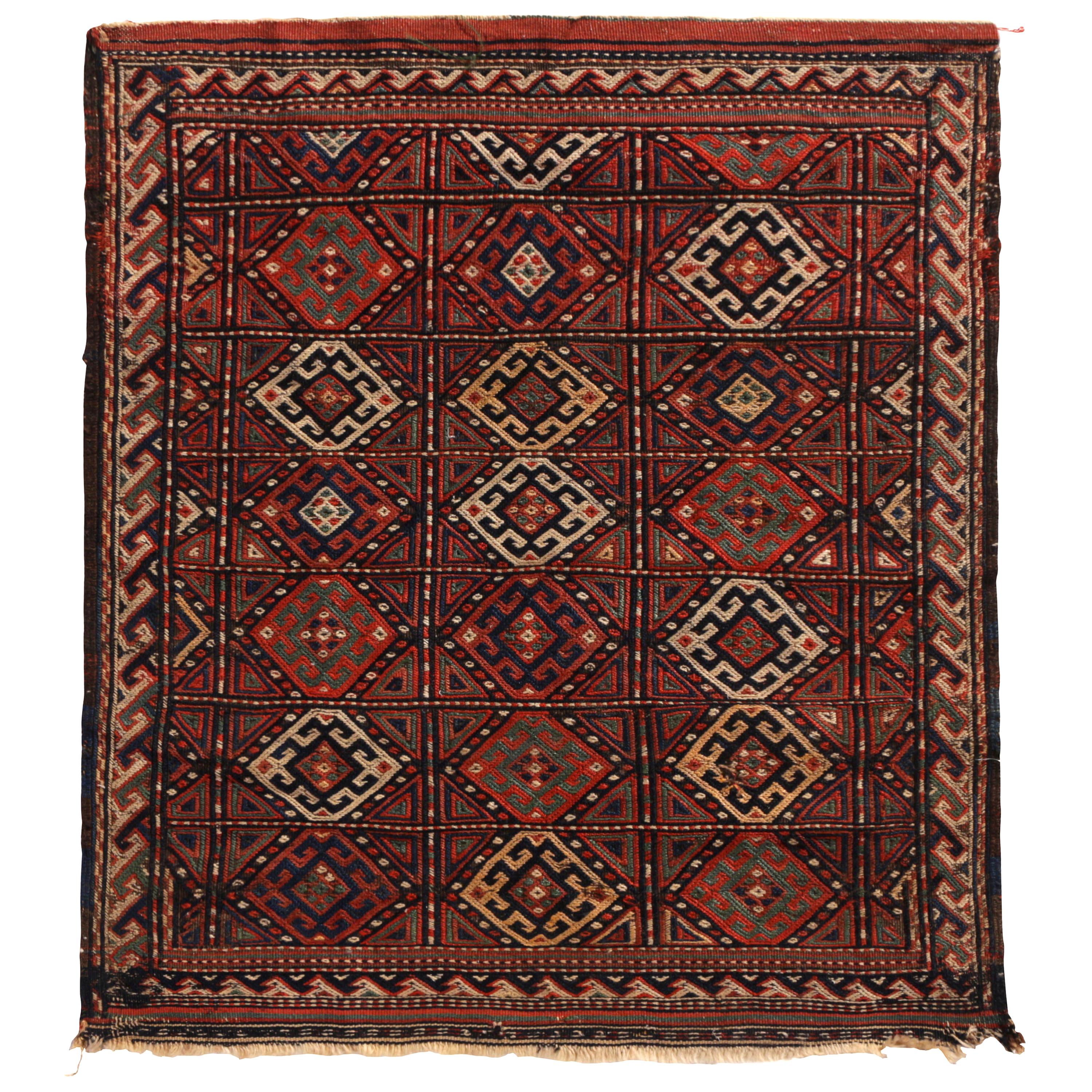 Antique Soumak Kilim Red Russian Tribal Flat-Weave by Rug 
Kilim