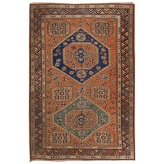 Alfombra Soumak antigua, circa 1910, 4'10 x 6'10