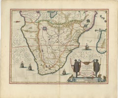 Antique South Africa Map Blaeu c.1642 – Cape of Good Hope, Ships