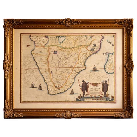 Antique South Africa Map Blaeu c.1642 – Cape of Good Hope, Ships