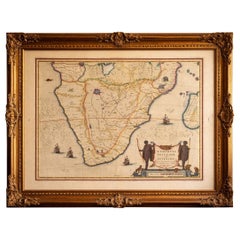 Antique South Africa Map Blaeu c.1642 – Cape of Good Hope, Ships