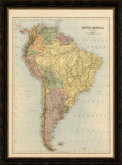 Antique South America Map, Brazil, Argentina, Chile, Bartholomew, 1884