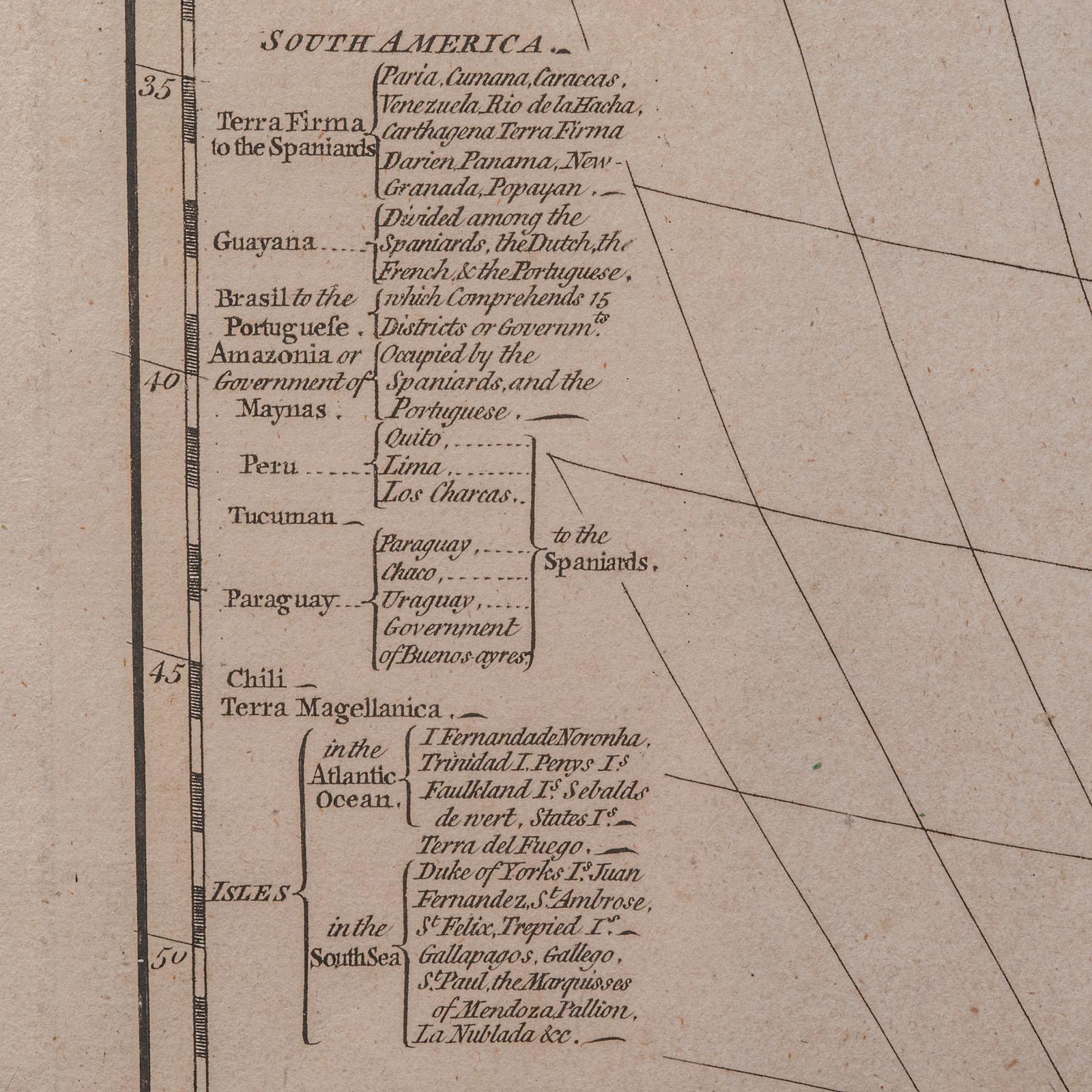 Carte ancienne de l'Amérique du Sud, anglaise, cartographie encadrée, De La Rochette, géorgienne en vente 4