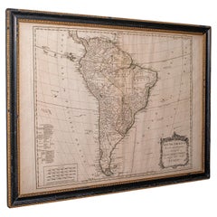 Antique South America Map, English, Framed Cartography, De La Rochette, Georgian
