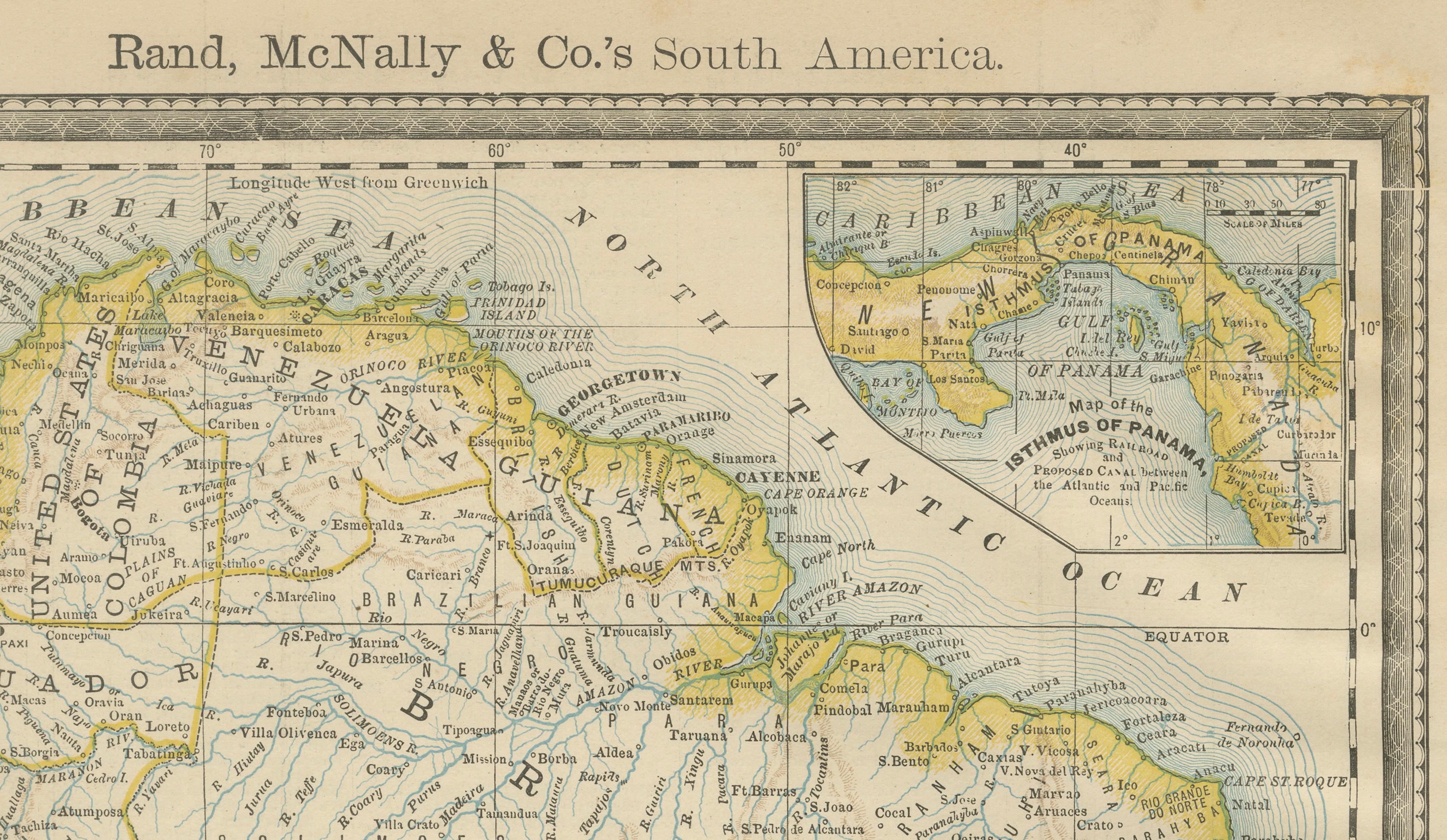 Antique South America Map Wall Art – Brazil, Andes & Amazon, Rand McNally, 1888