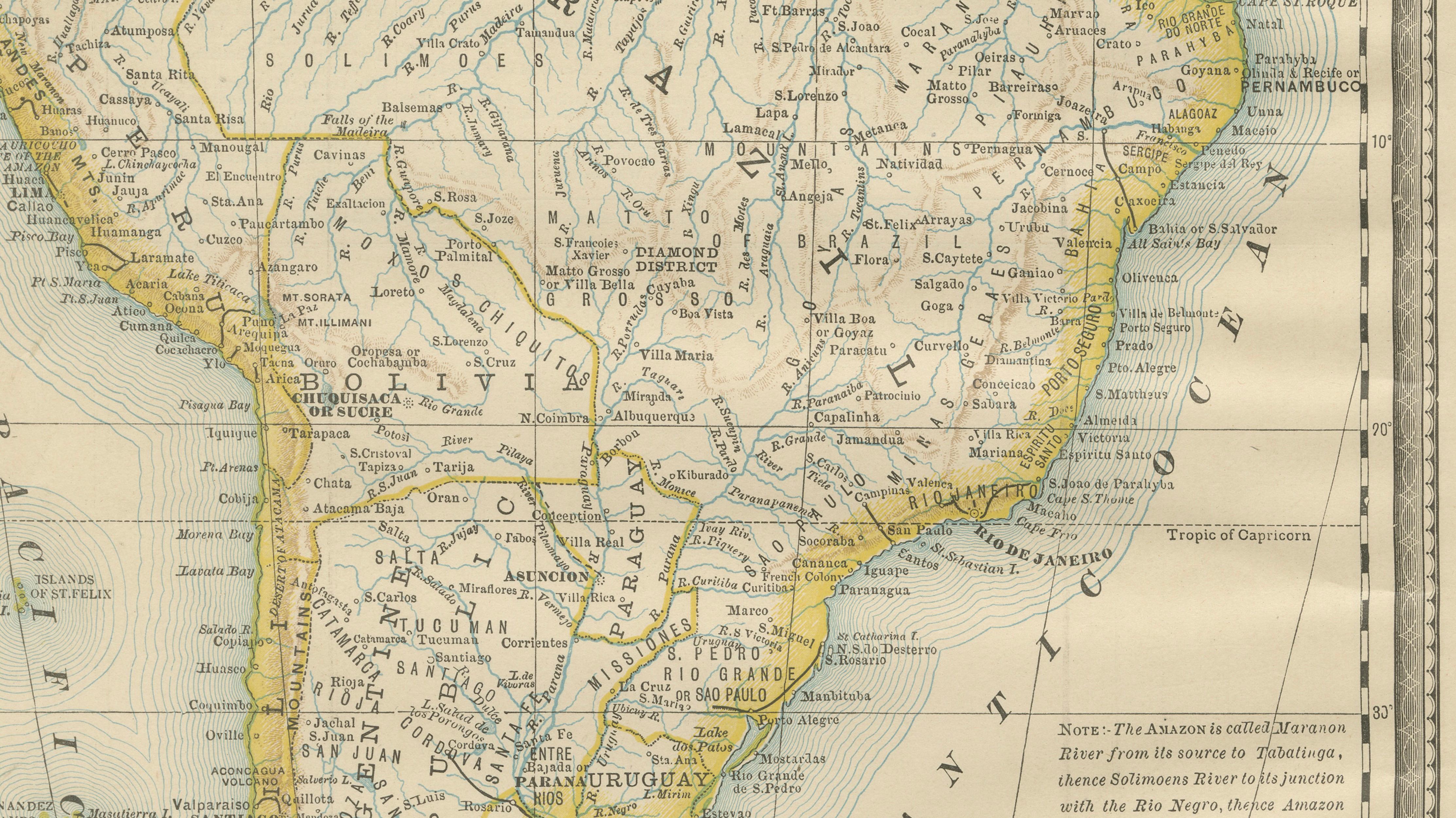 Antique South America Map Wall Art – Brazil, Andes & Amazon, Rand McNally, 1888