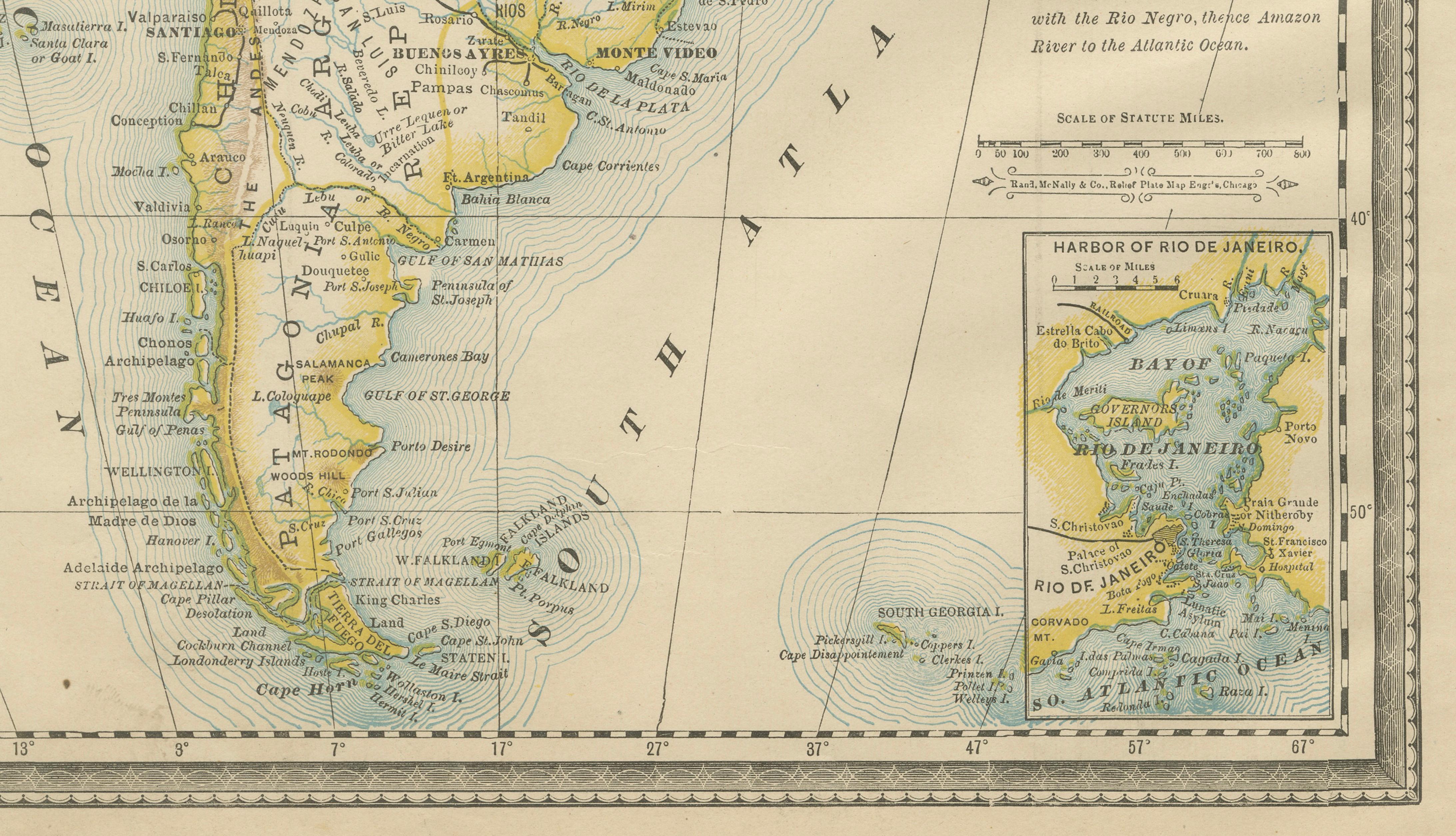 Antique South America Map Wall Art – Brazil, Andes & Amazon, Rand McNally, 1888