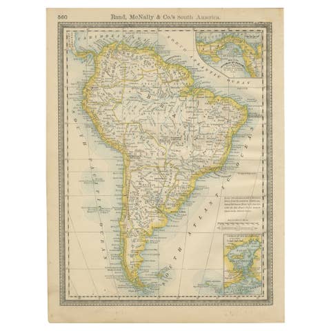 Antique South America Map Wall Art – Brazil, Andes & Amazon, Rand McNally, 1888