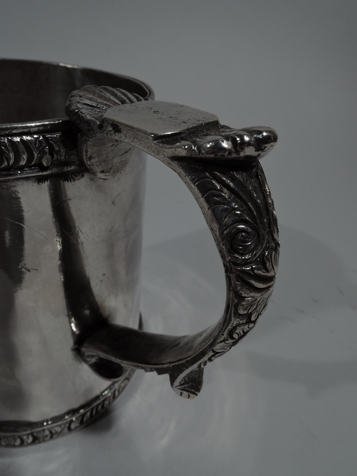 19th Century Antique South American Classical Silver Christening Mug