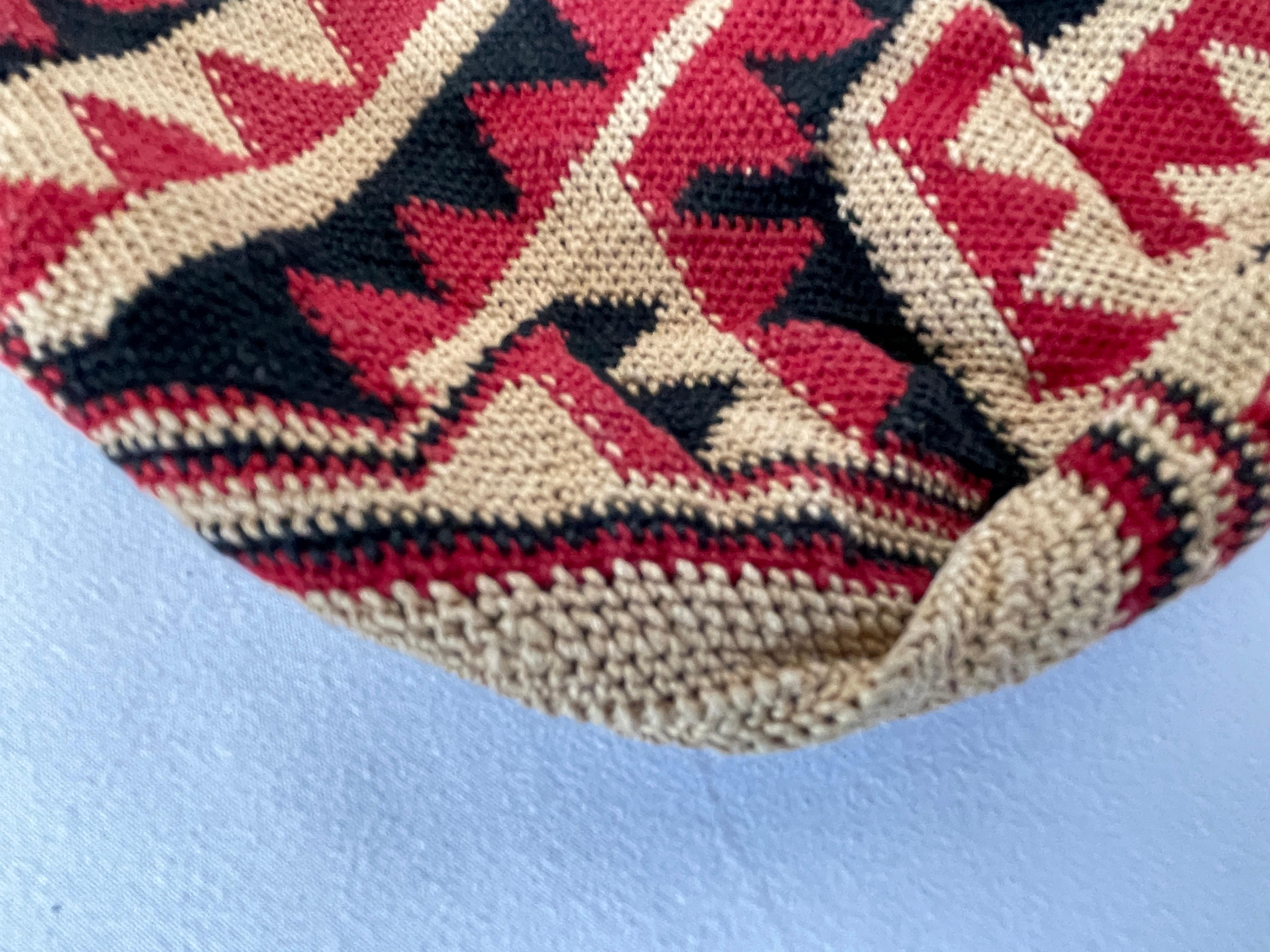 Antique South American Native Hand Woven Geometric Design Sling Bag For Sale 3