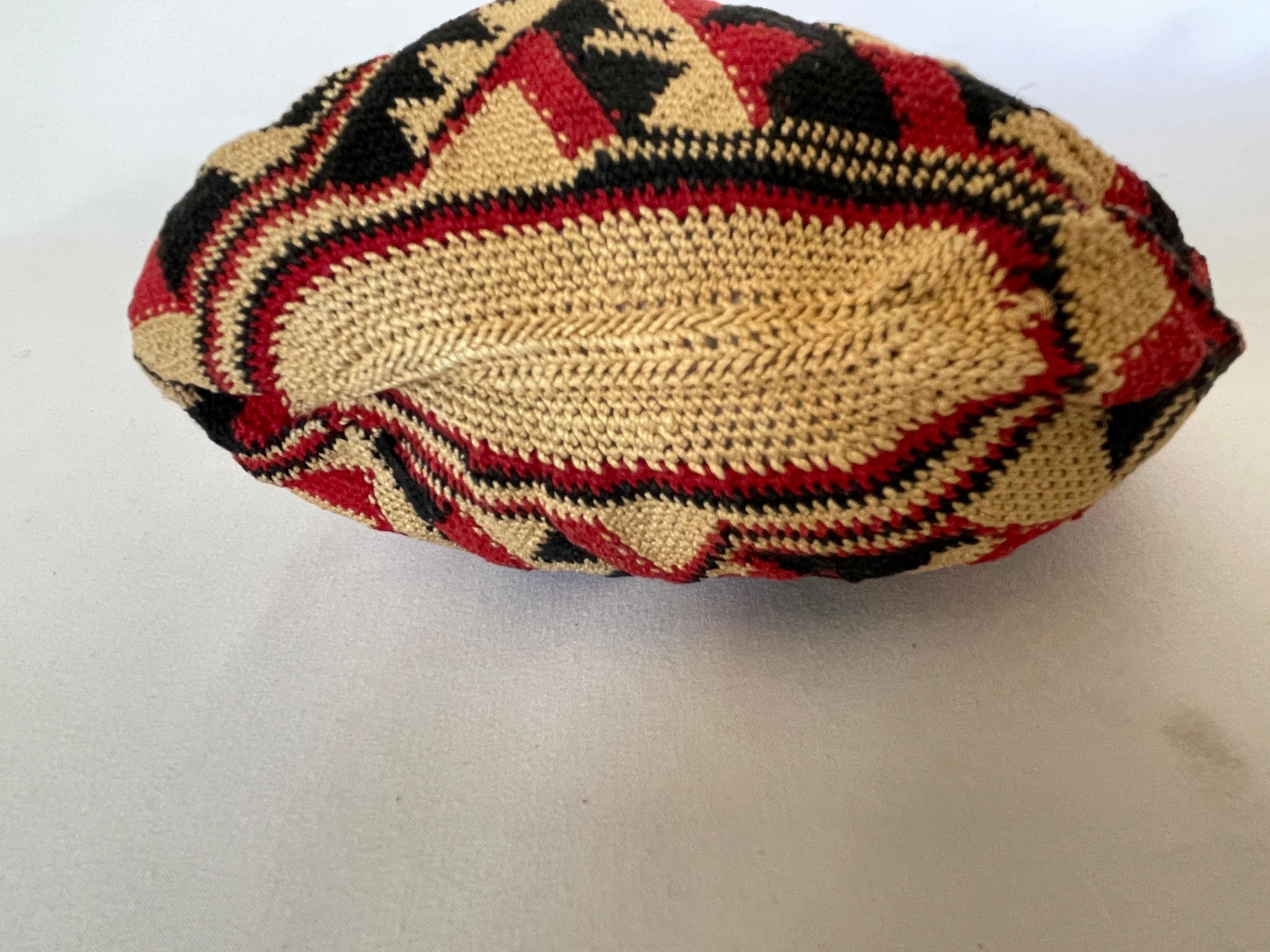 Antique South American Native Hand Woven Geometric Design Sling Bag For Sale 4