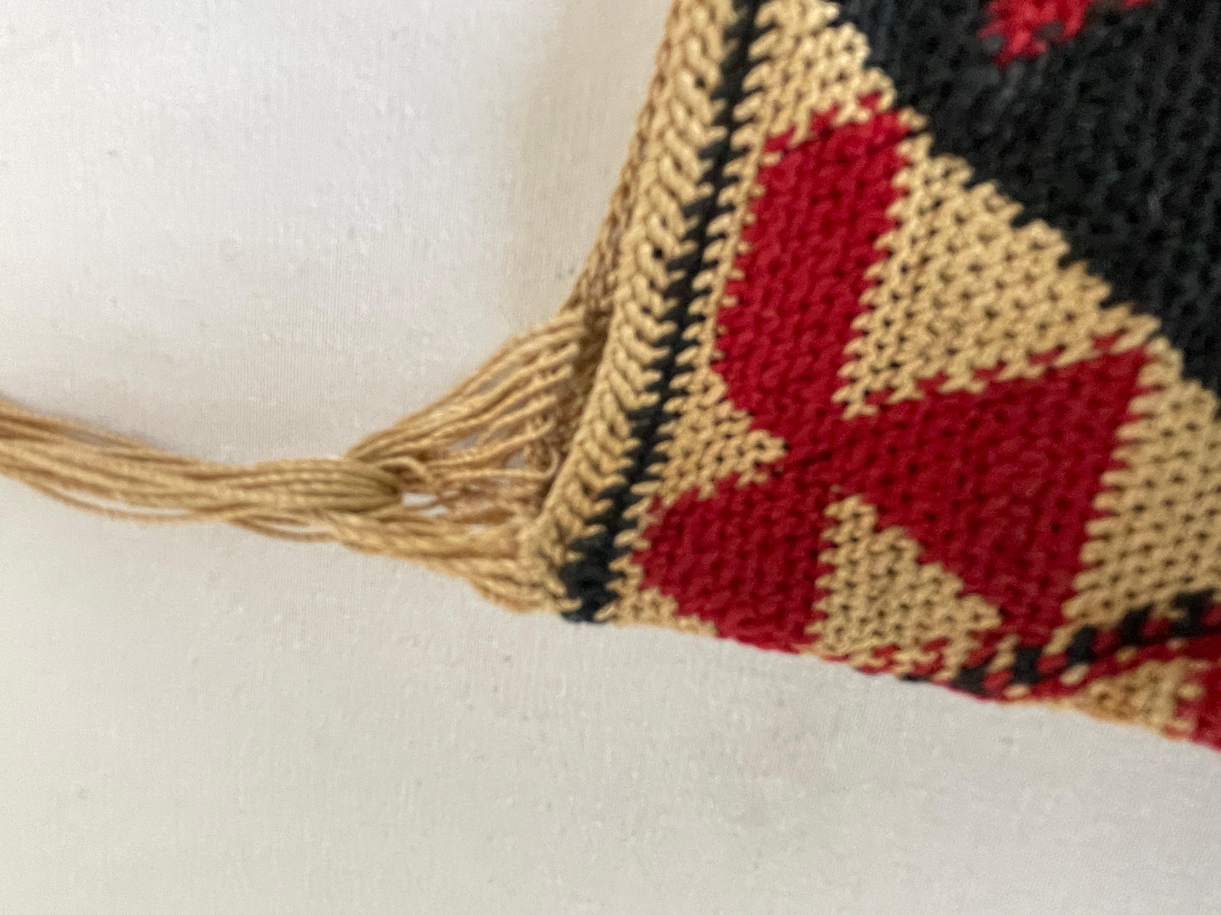 Antique South American Native Hand Woven Geometric Design Sling Bag For Sale 7