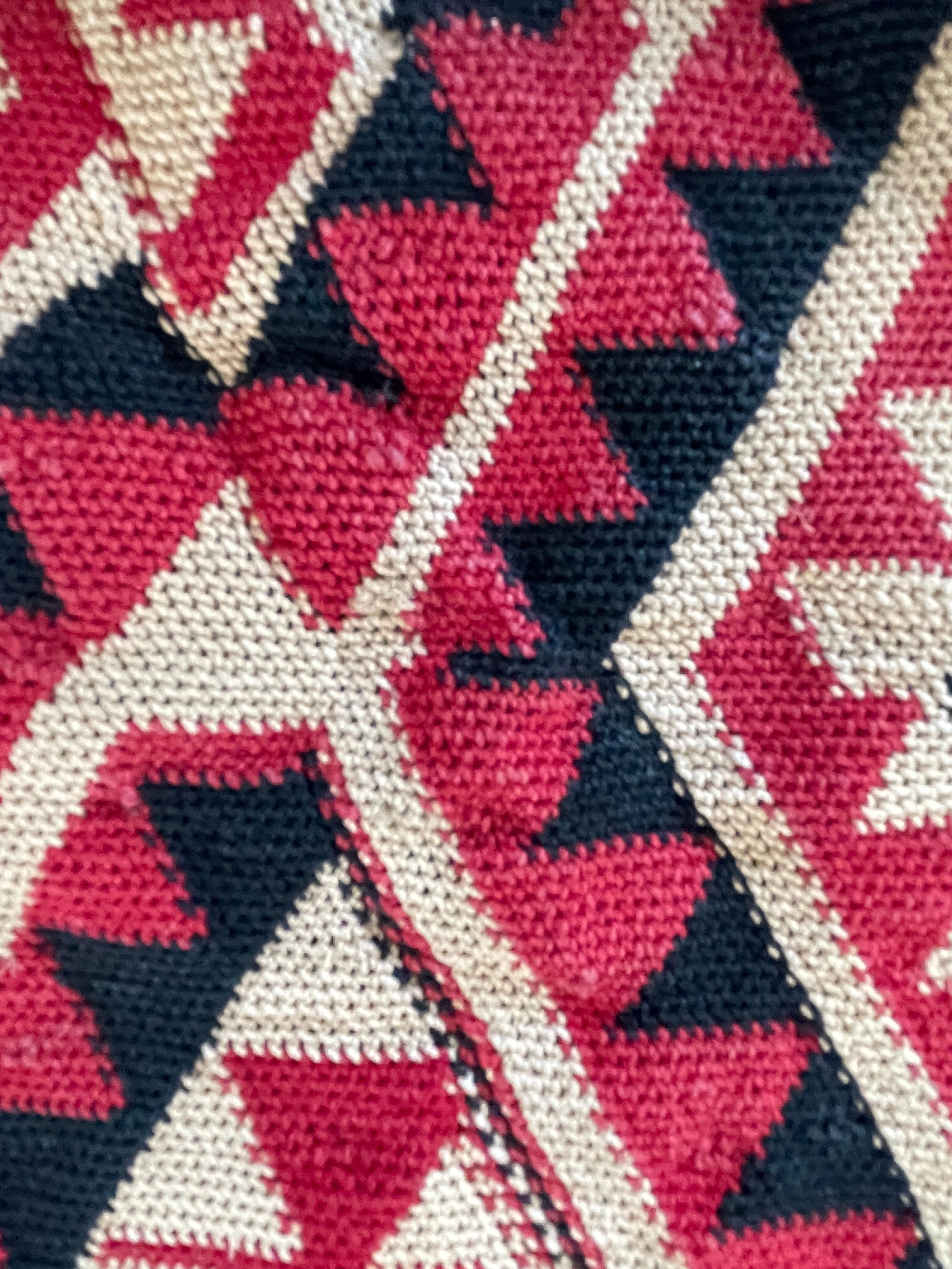 Tribal Antique South American Native Hand Woven Geometric Design Sling Bag For Sale