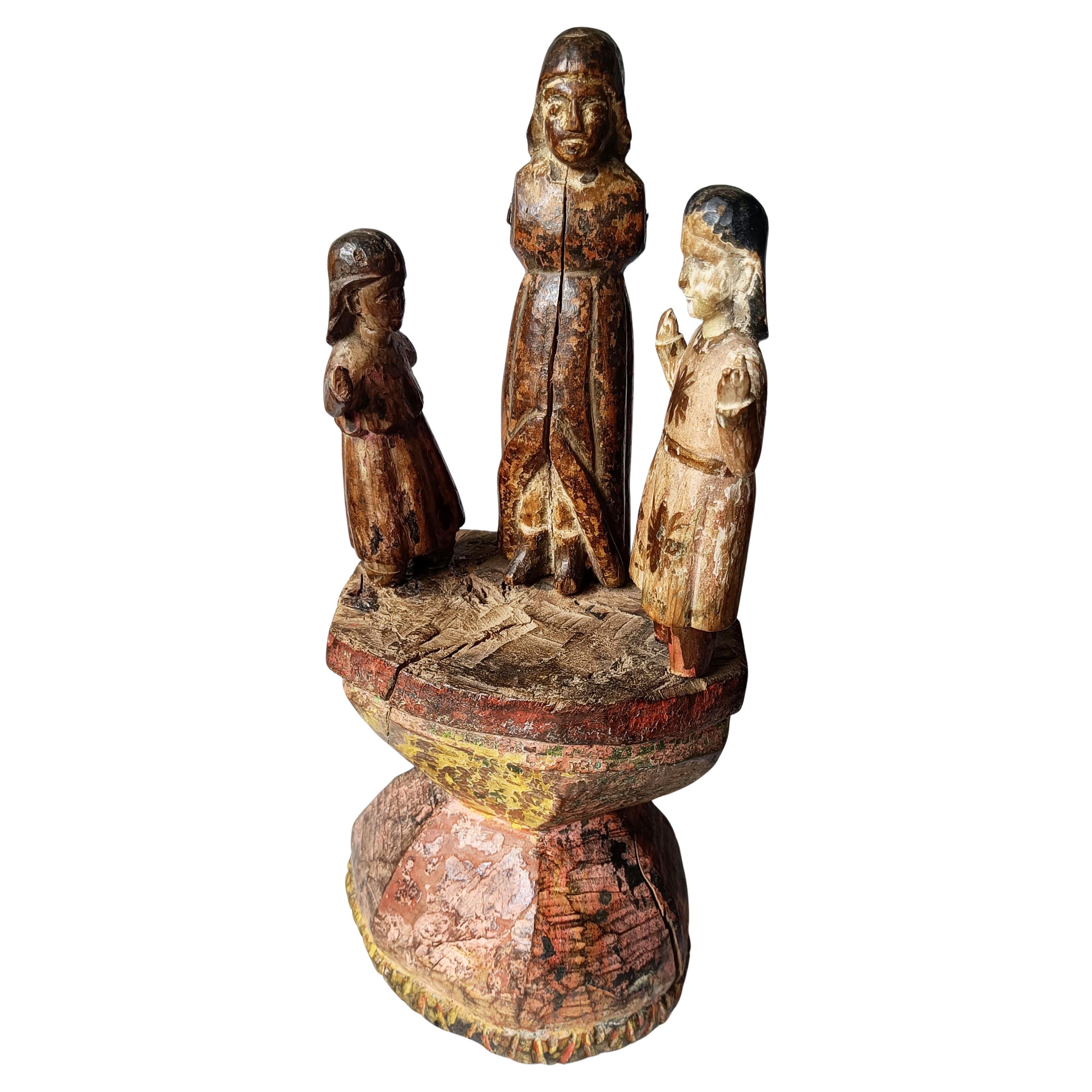 Antico gruppo figurativo South Antiques Spanish Colonial Folk Art Santos