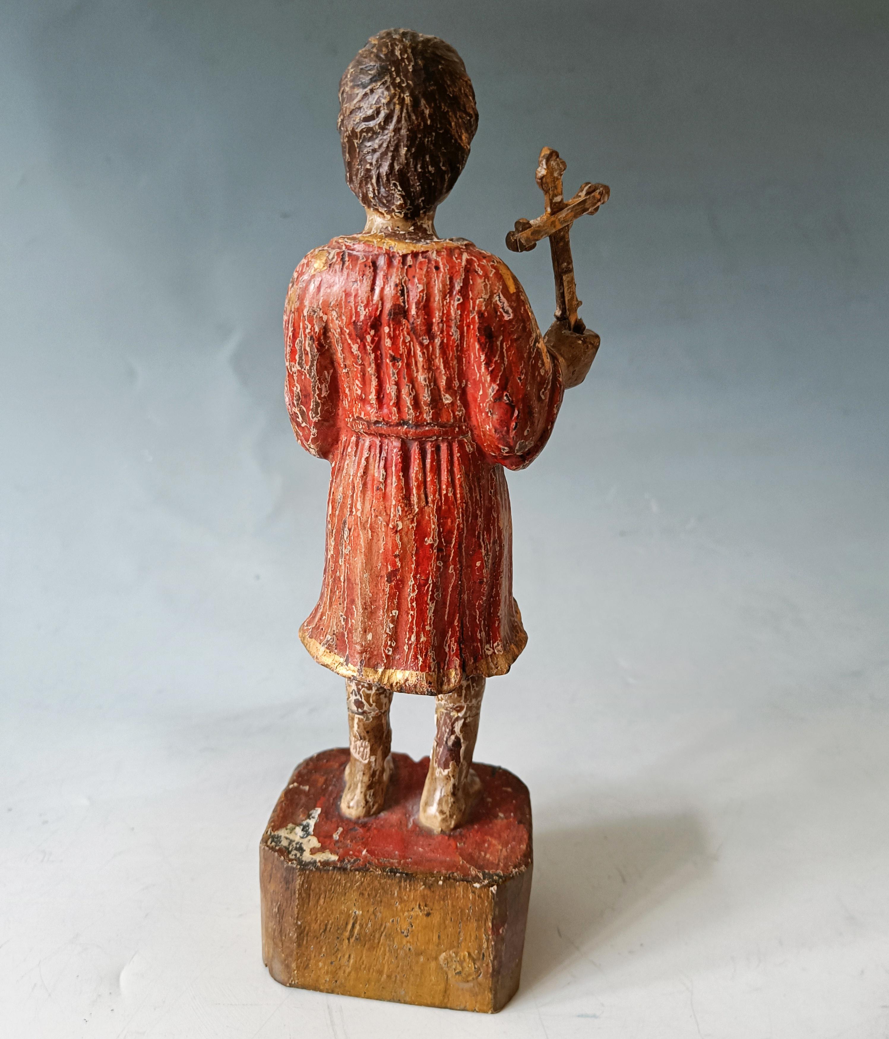 Antike südamerikanische spanische Kolonial-Volkskunst Santos Figur (Geschnitzt) im Angebot