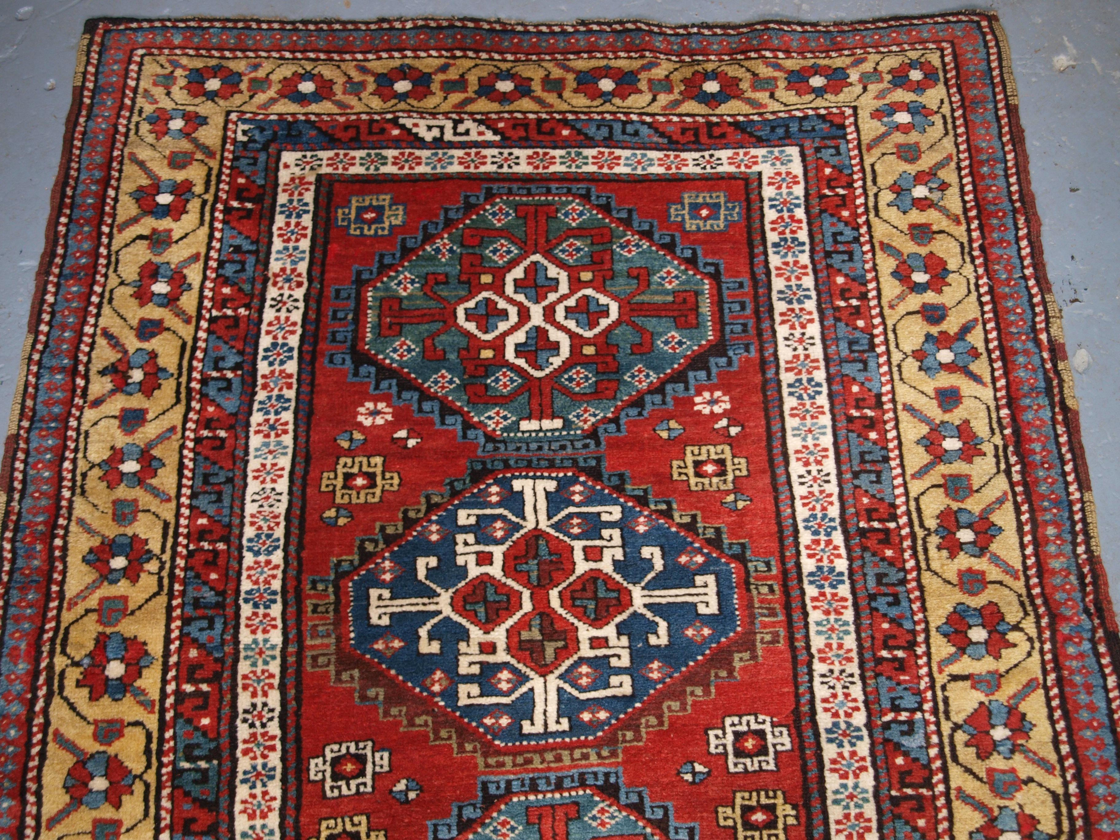 Georgian Antique South Caucasian Karabagh Region Long Rug For Sale