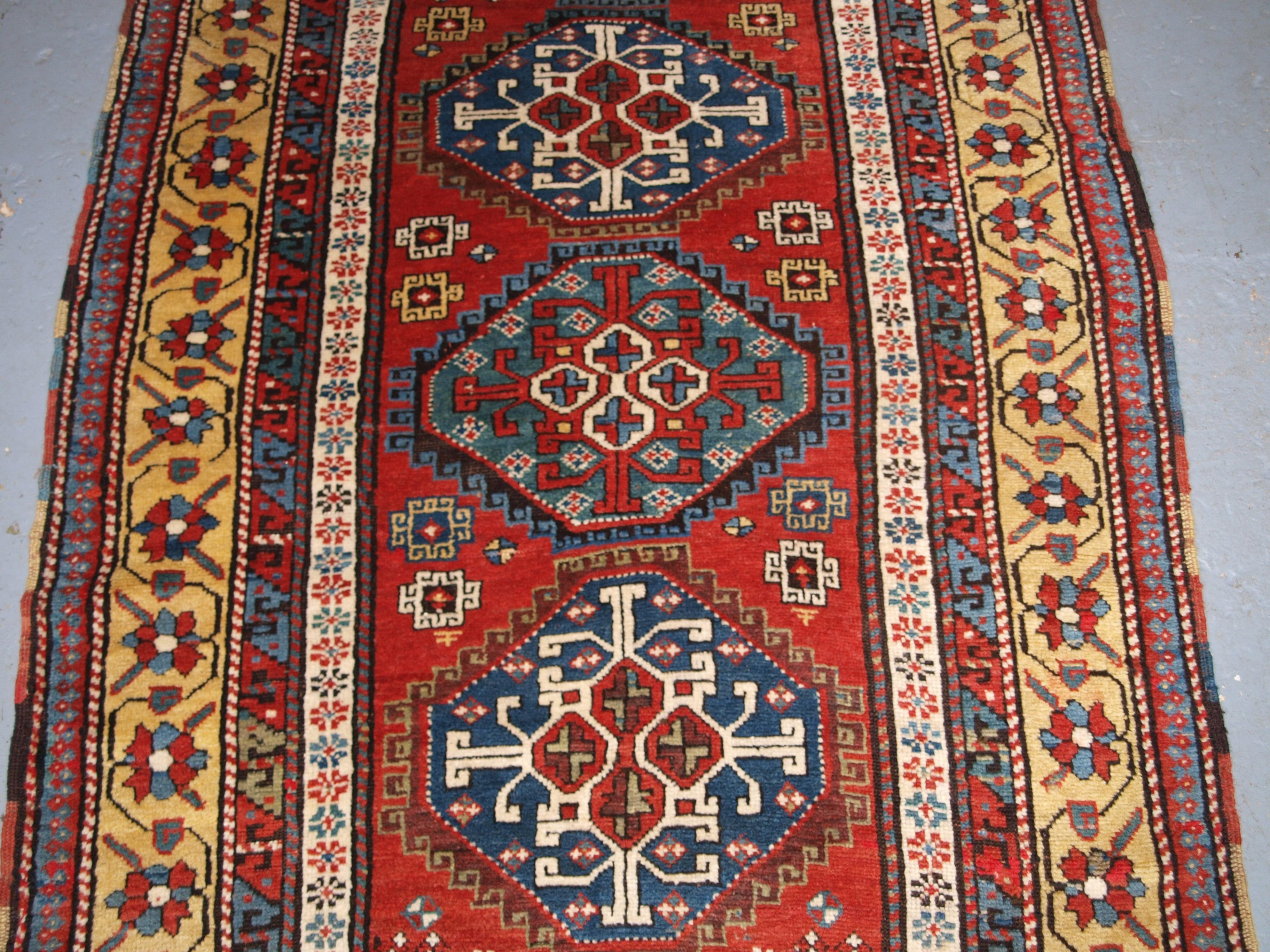 Hand-Woven Antique South Caucasian Karabagh Region Long Rug For Sale