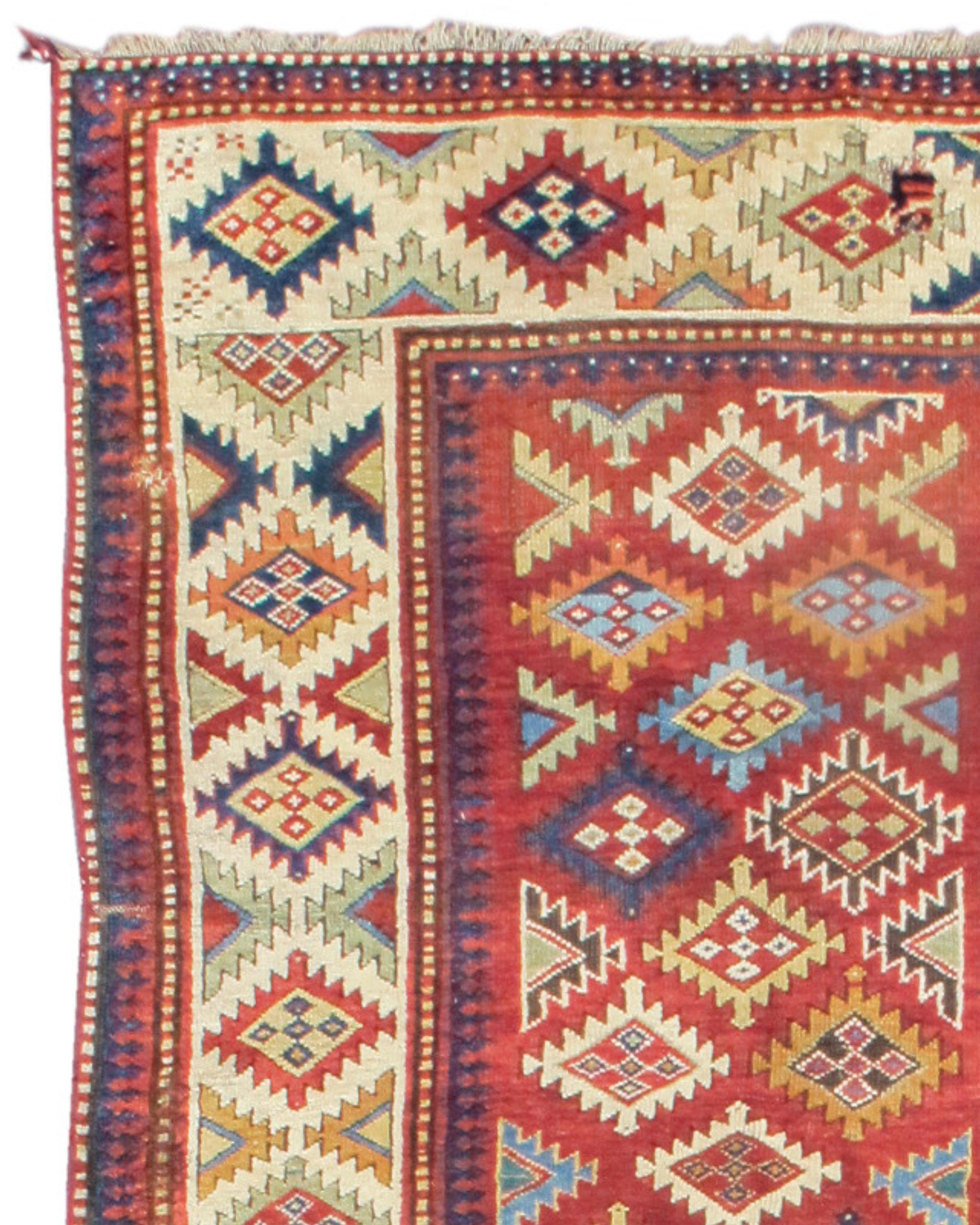 Hand-Knotted Antique South Caucasian Long Rug, Late 19th Century For Sale