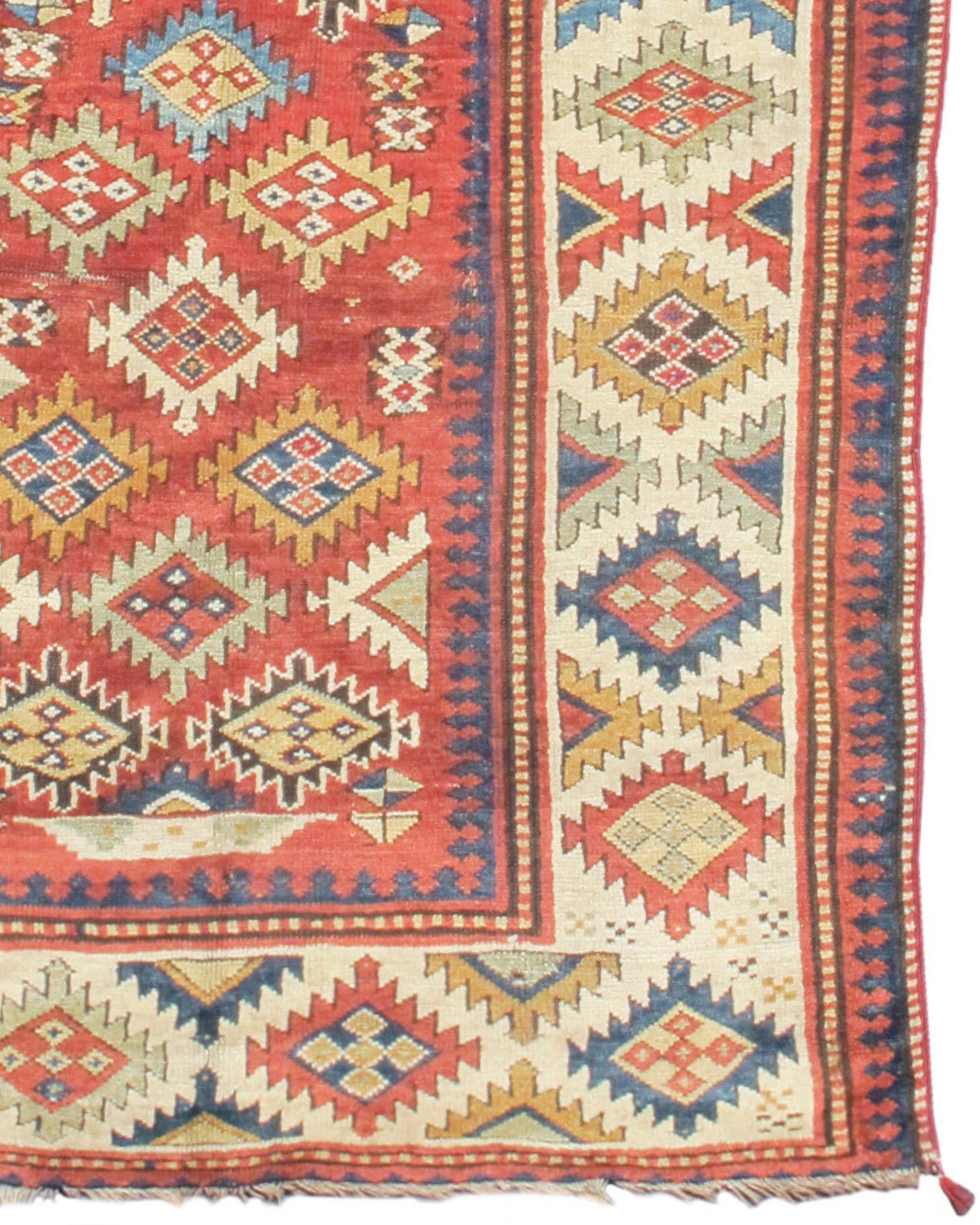 Wool Antique South Caucasian Long Rug, Late 19th Century For Sale