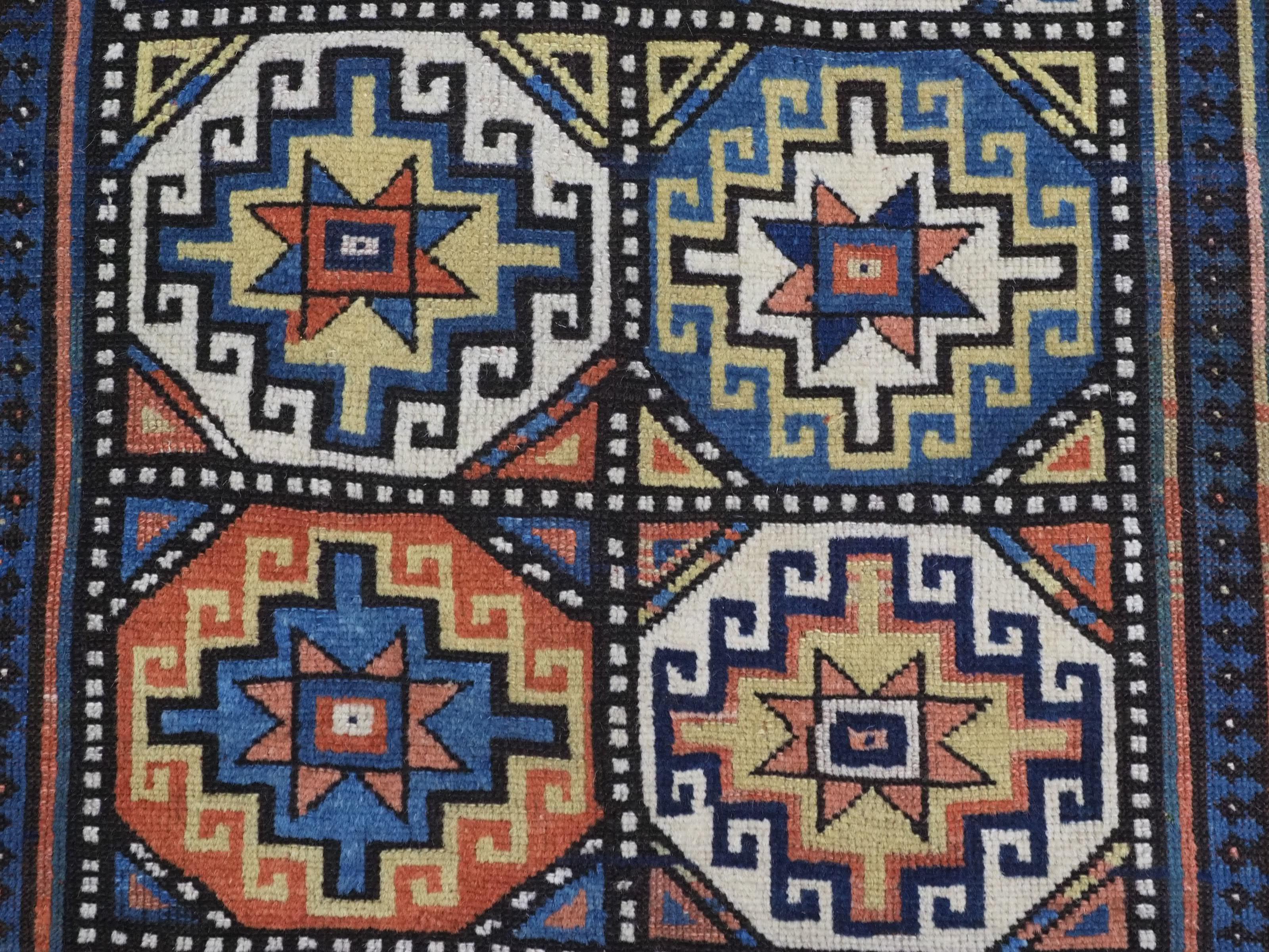 Antique South Caucasian Moghan Kazak runner with Memling guls within octagons. For Sale 5