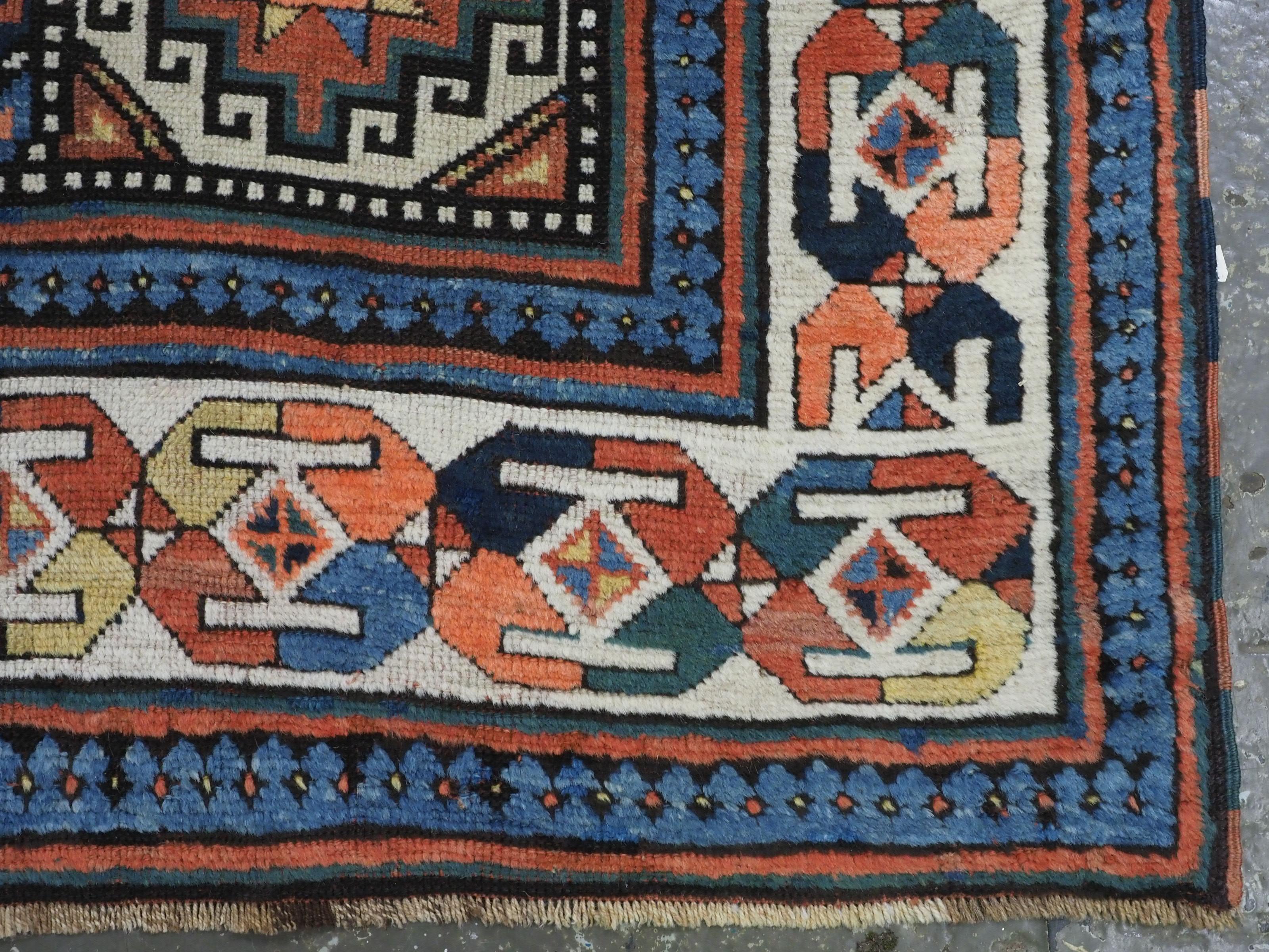 Antique South Caucasian Moghan Kazak runner with Memling guls within octagons. For Sale 7