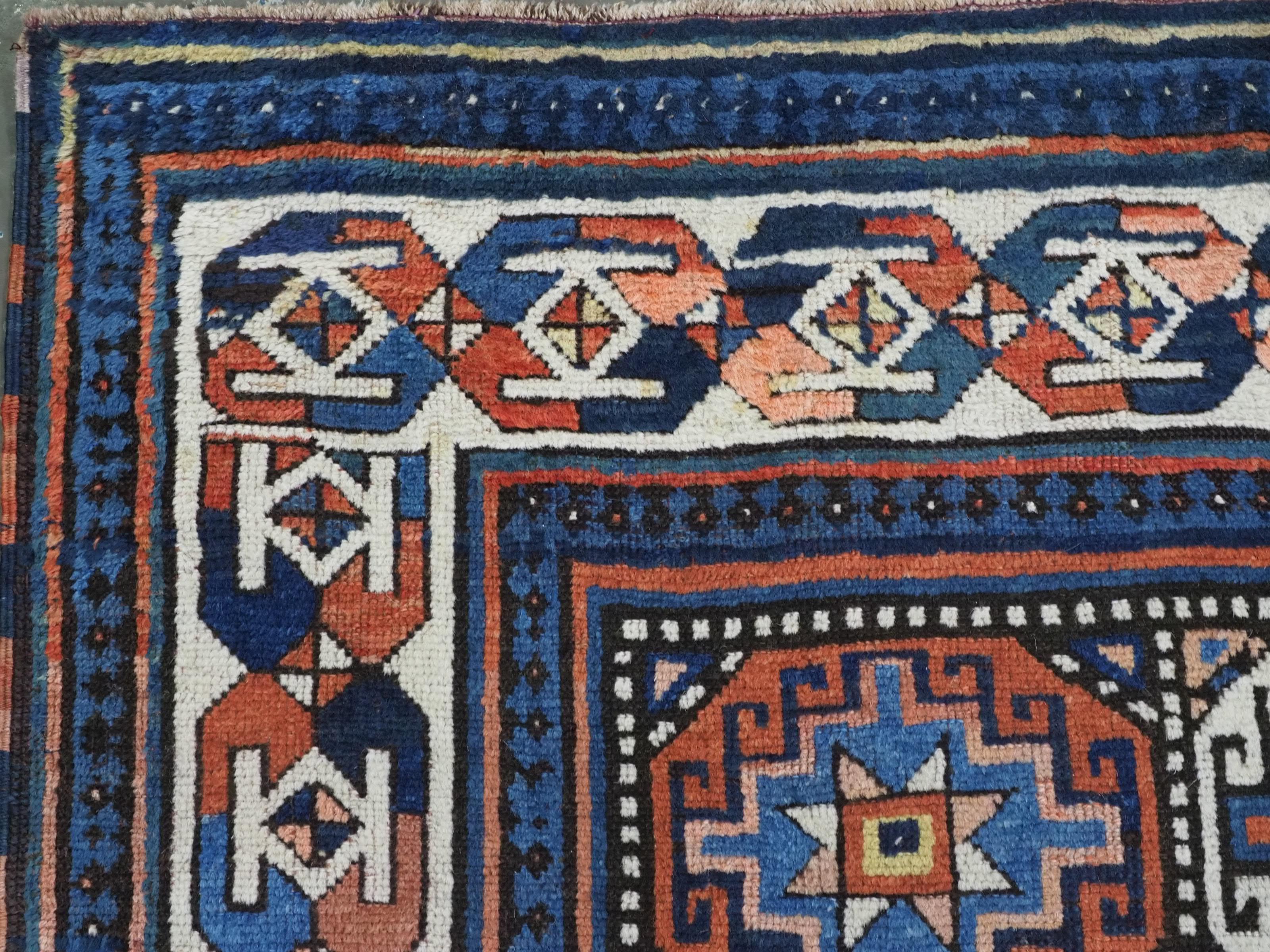 Antique South Caucasian Moghan Kazak runner with Memling guls within octagons. For Sale 2