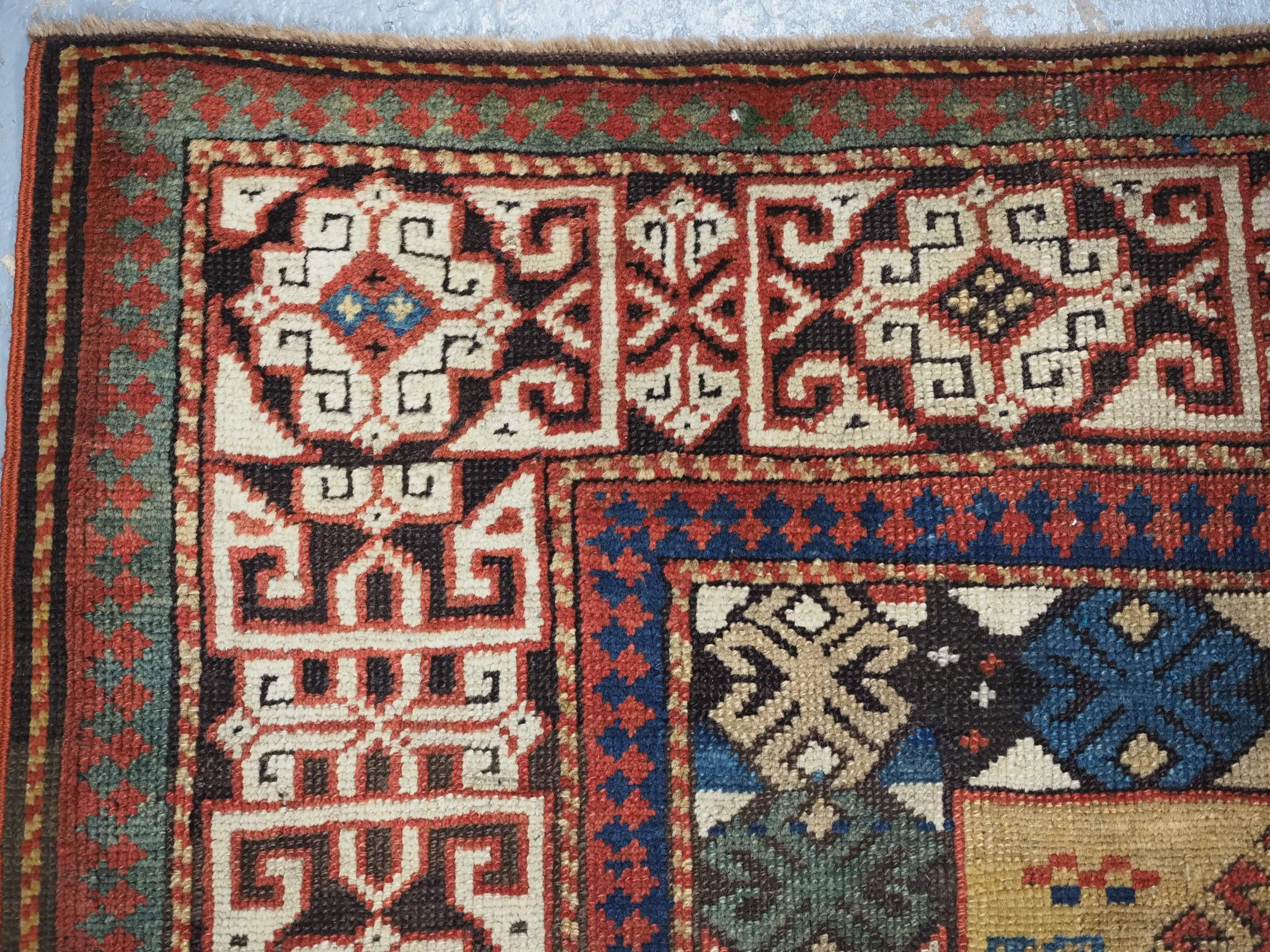 Antique South Caucasian rug with scarce yellow ground.  Circa 1880. For Sale 1