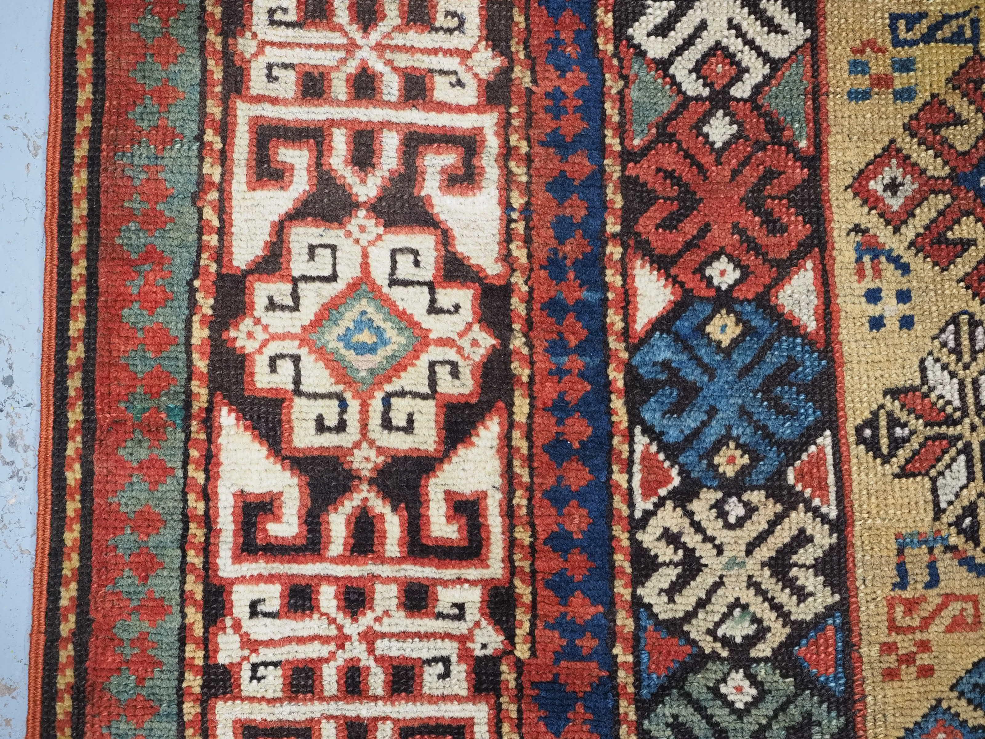 Antique South Caucasian rug with scarce yellow ground.  Circa 1880. For Sale 2