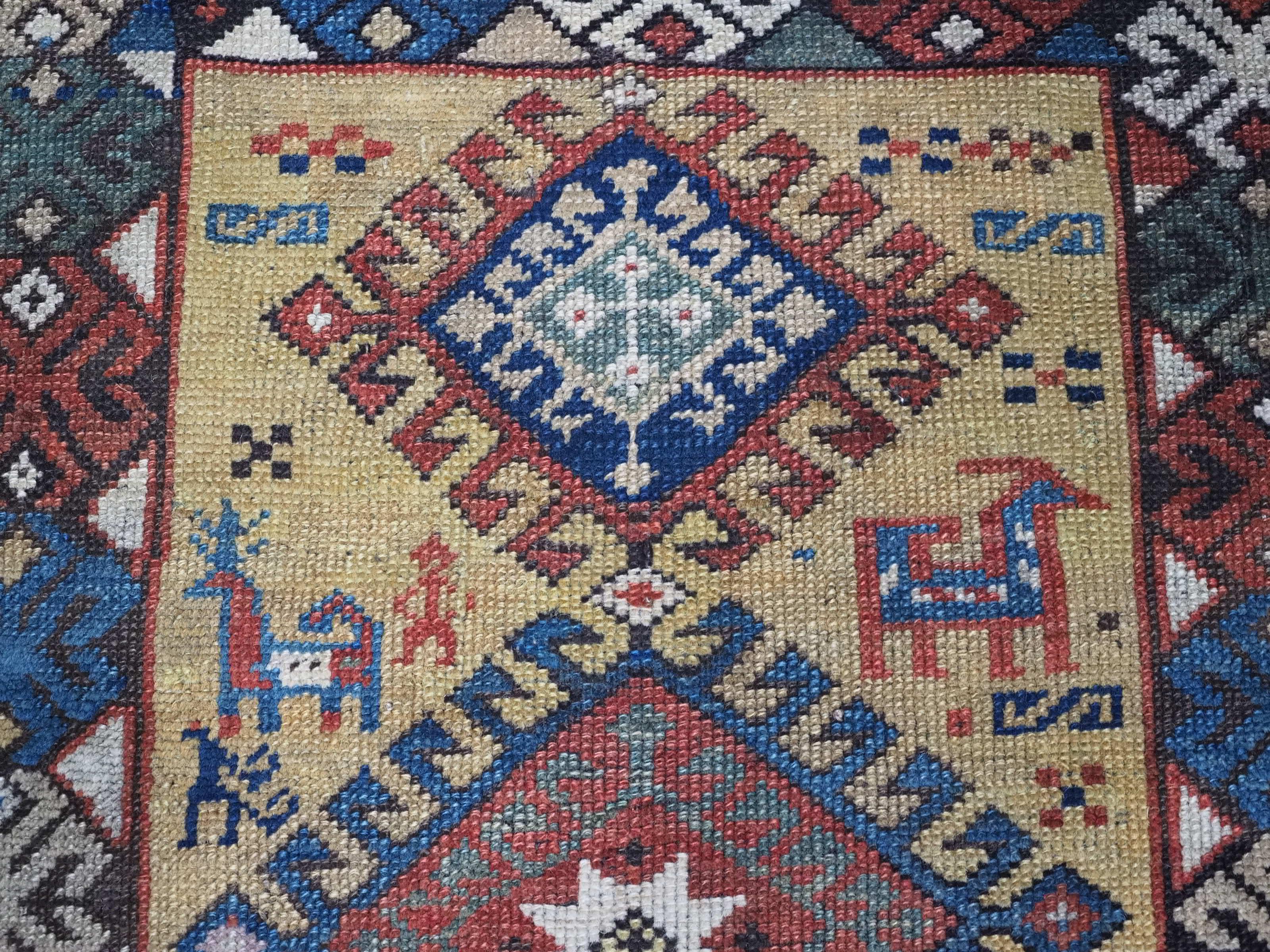 Antique South Caucasian rug with scarce yellow ground.  Circa 1880. For Sale 3