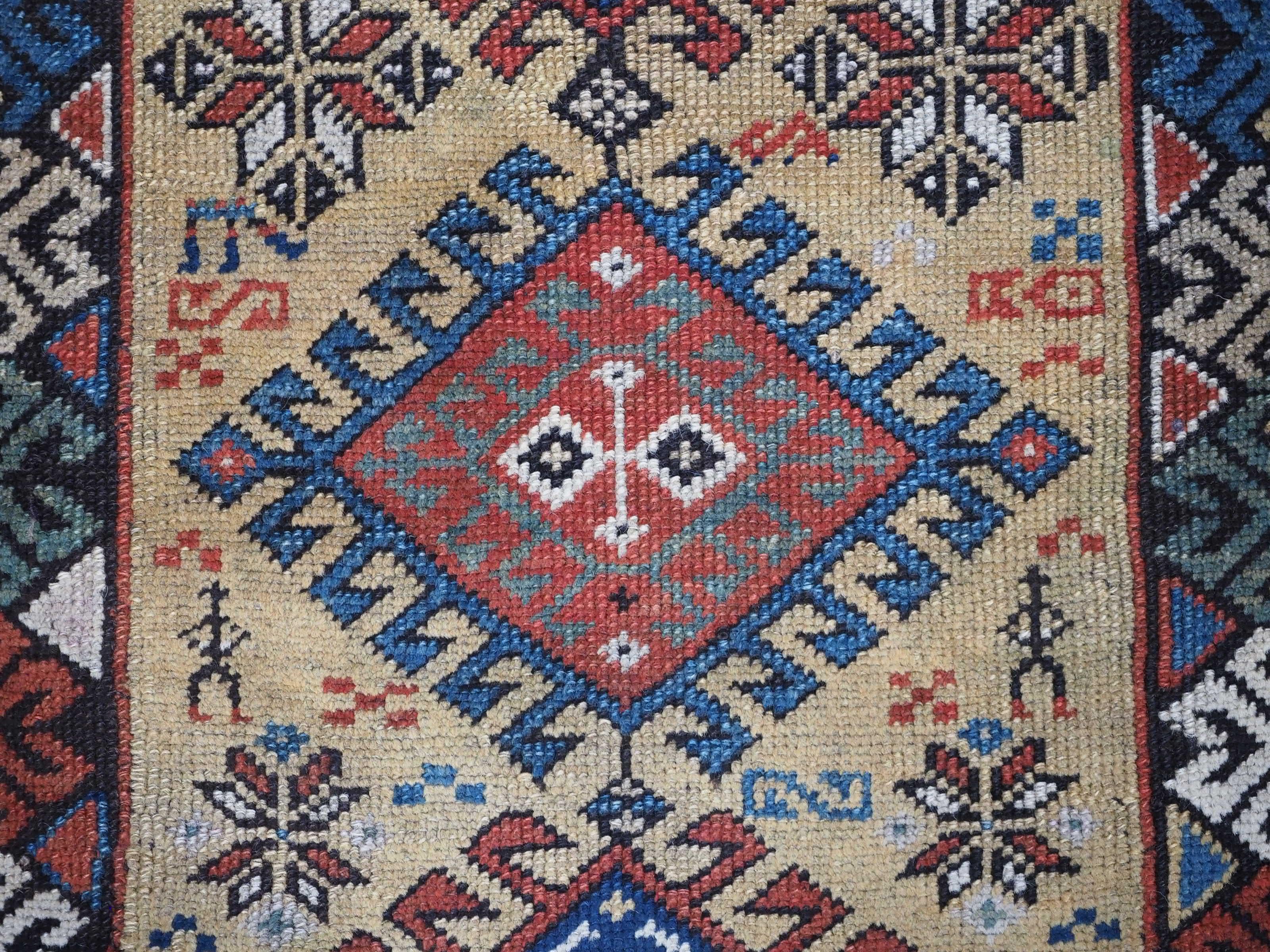 Antique South Caucasian rug with scarce yellow ground.  Circa 1880. For Sale 4