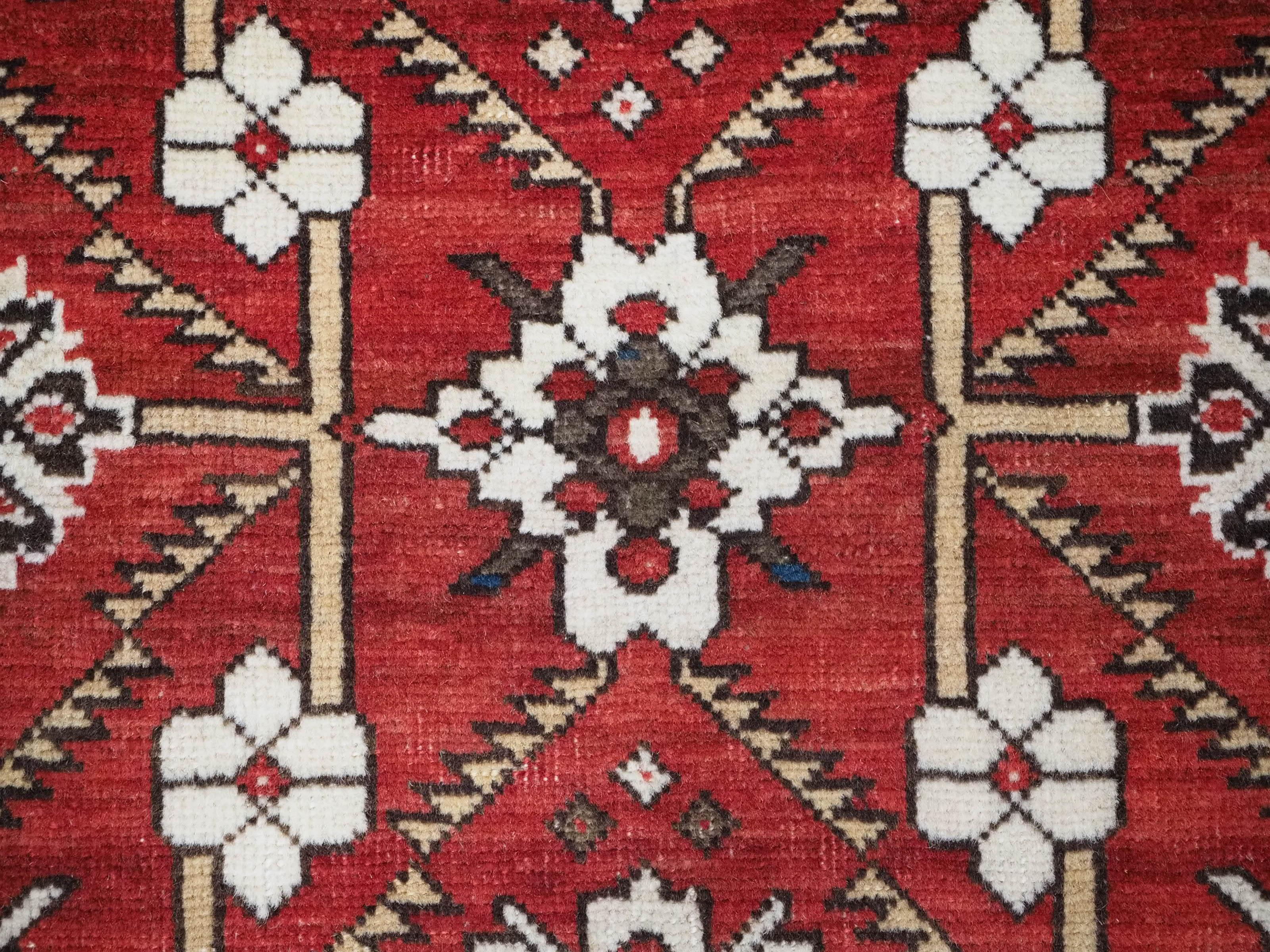Antique South East Caucasian Shirvan rug with bold floral lattice design. For Sale 6
