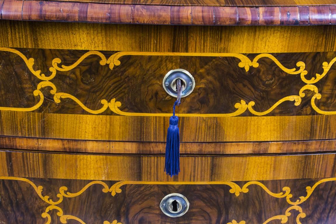 Mid-18th Century Antique South German Baroque Walnut Bowfront Commode Chest, 18th Century