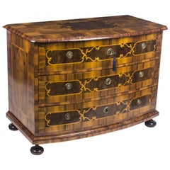 Antique South German Baroque Walnut Bowfront Commode Chest, 18th Century