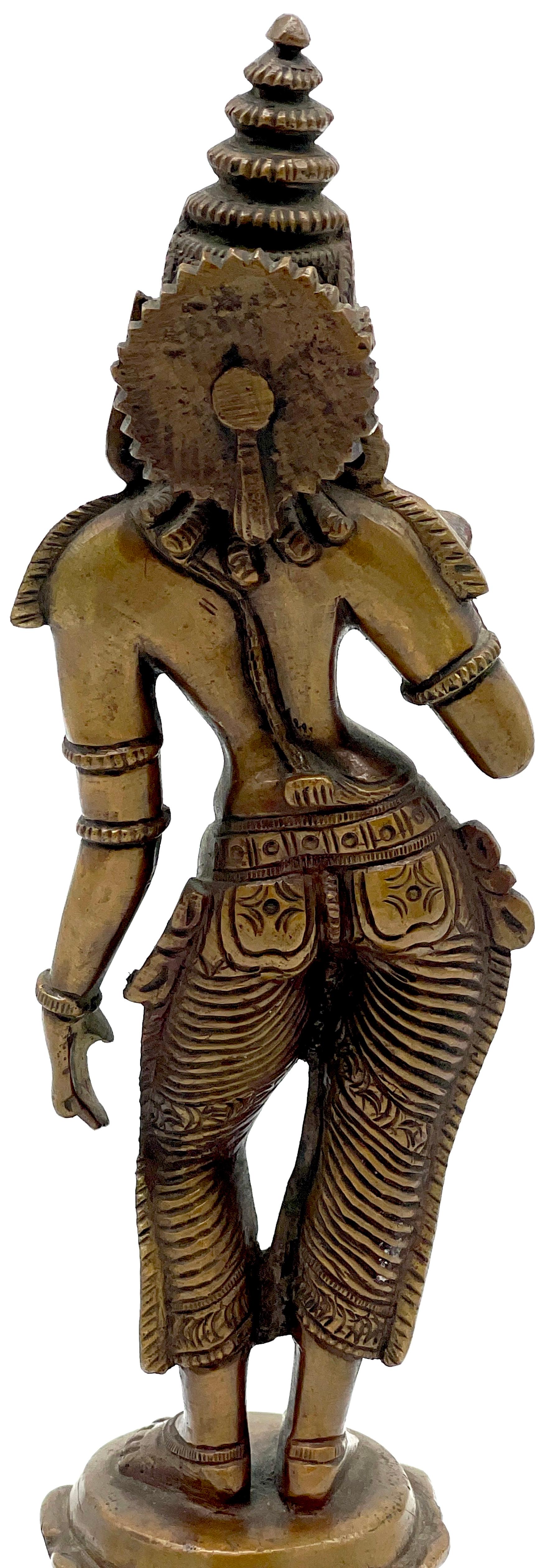 Antike südindische Bronzeskulptur einer Göttin im Chola-Stil, auf Lotussockel im Angebot 9