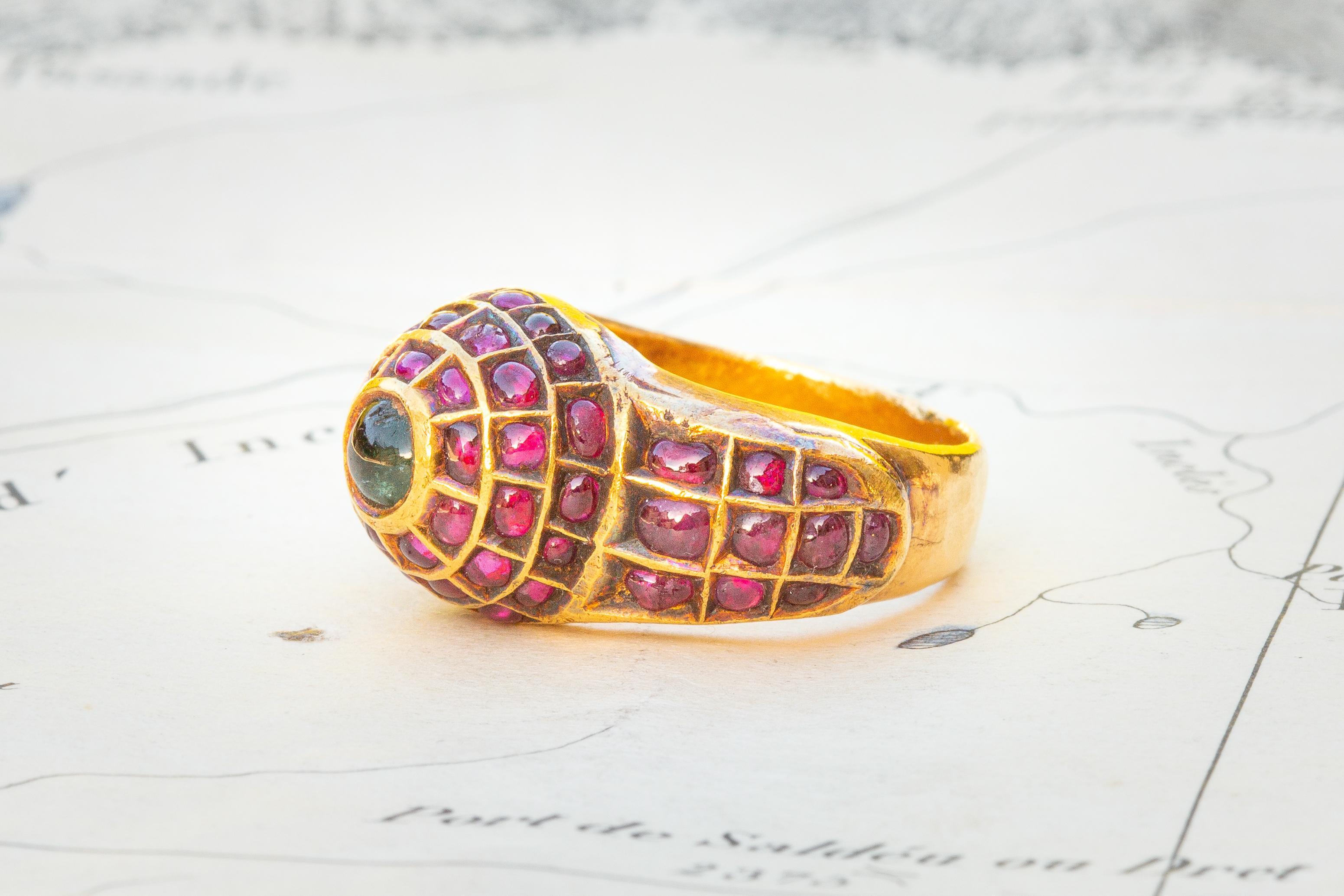 intricate 22k gold ring indian yellow gold handmade vintage antique traditional design jewelry