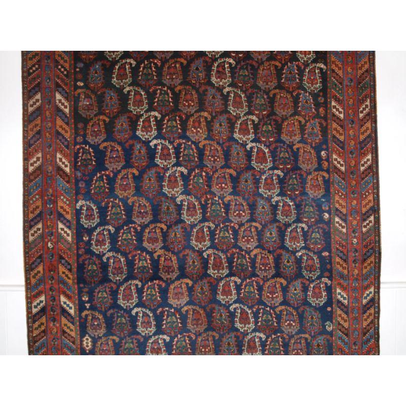 Asian Antique South Persian Afshar Long Rug of All over Boteh Design For Sale