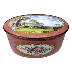 Antique South Staffordshire Battersea Enamel Georgian Table Box, 19th Century