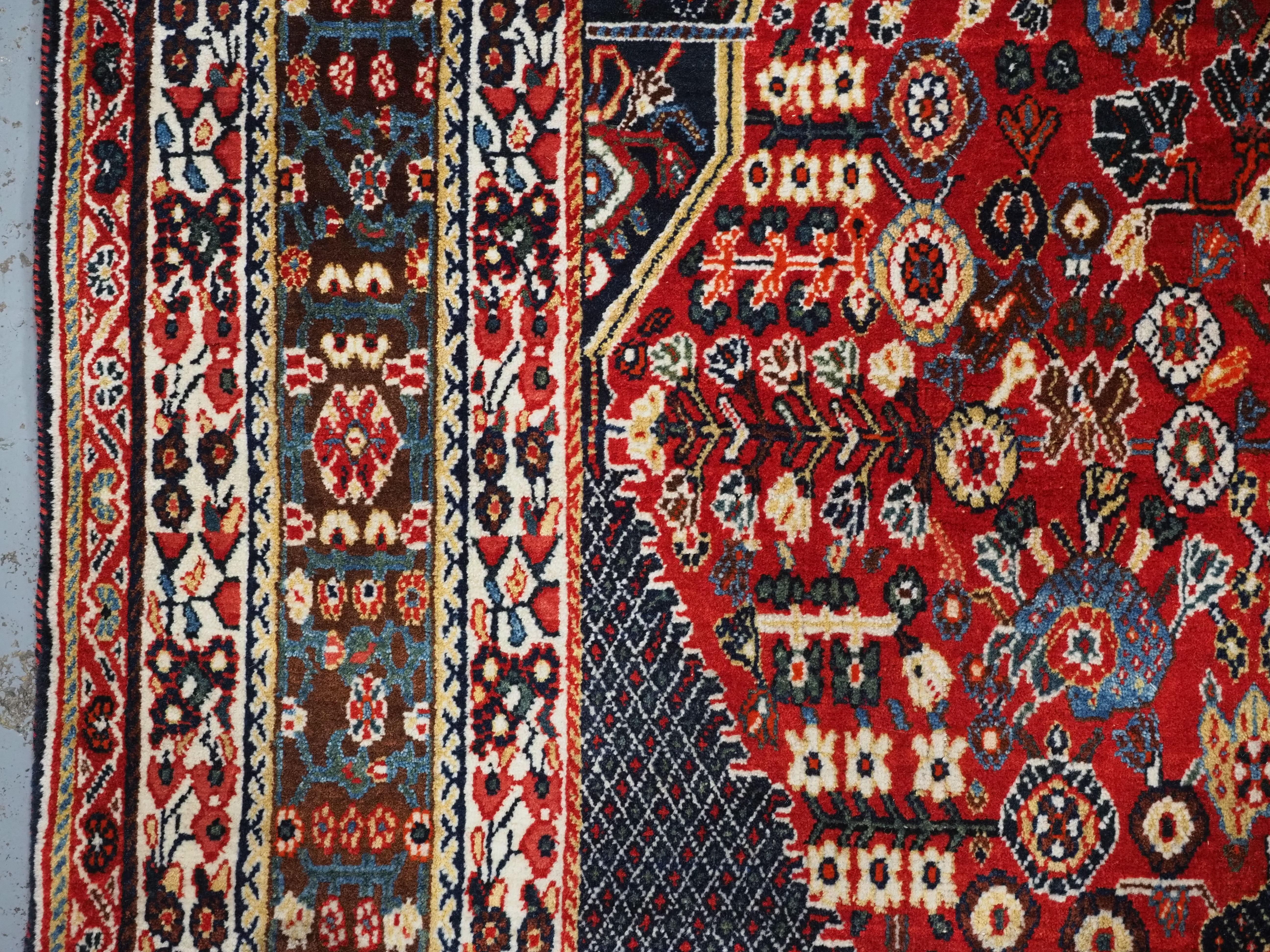 Antique  Kashkuli Qashqai rug with millefleur prayer design.   For Sale 2