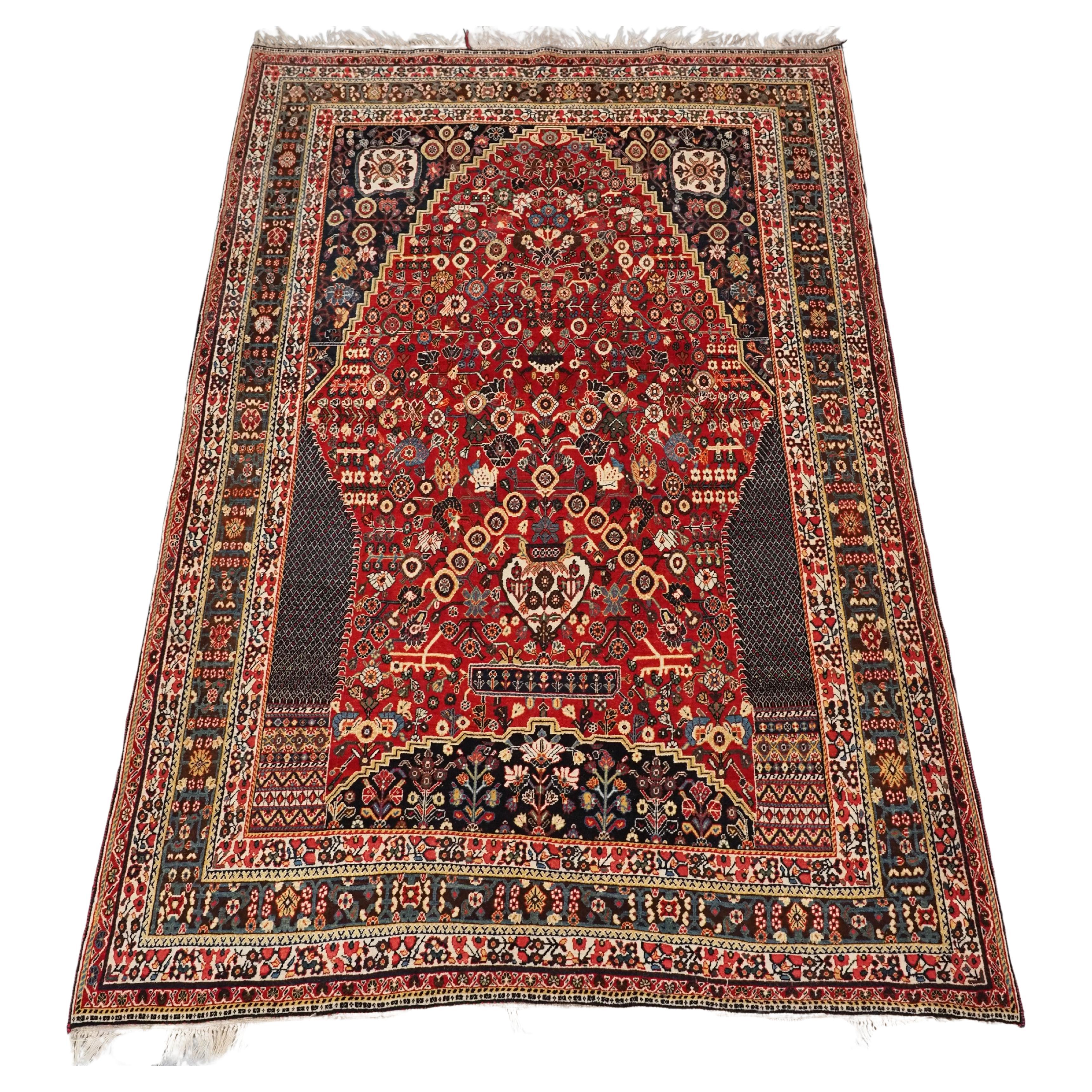 Antique  Kashkuli Qashqai rug with millefleur prayer design.   For Sale
