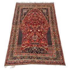 Antique  Kashkuli Qashqai rug with millefleur prayer design.  