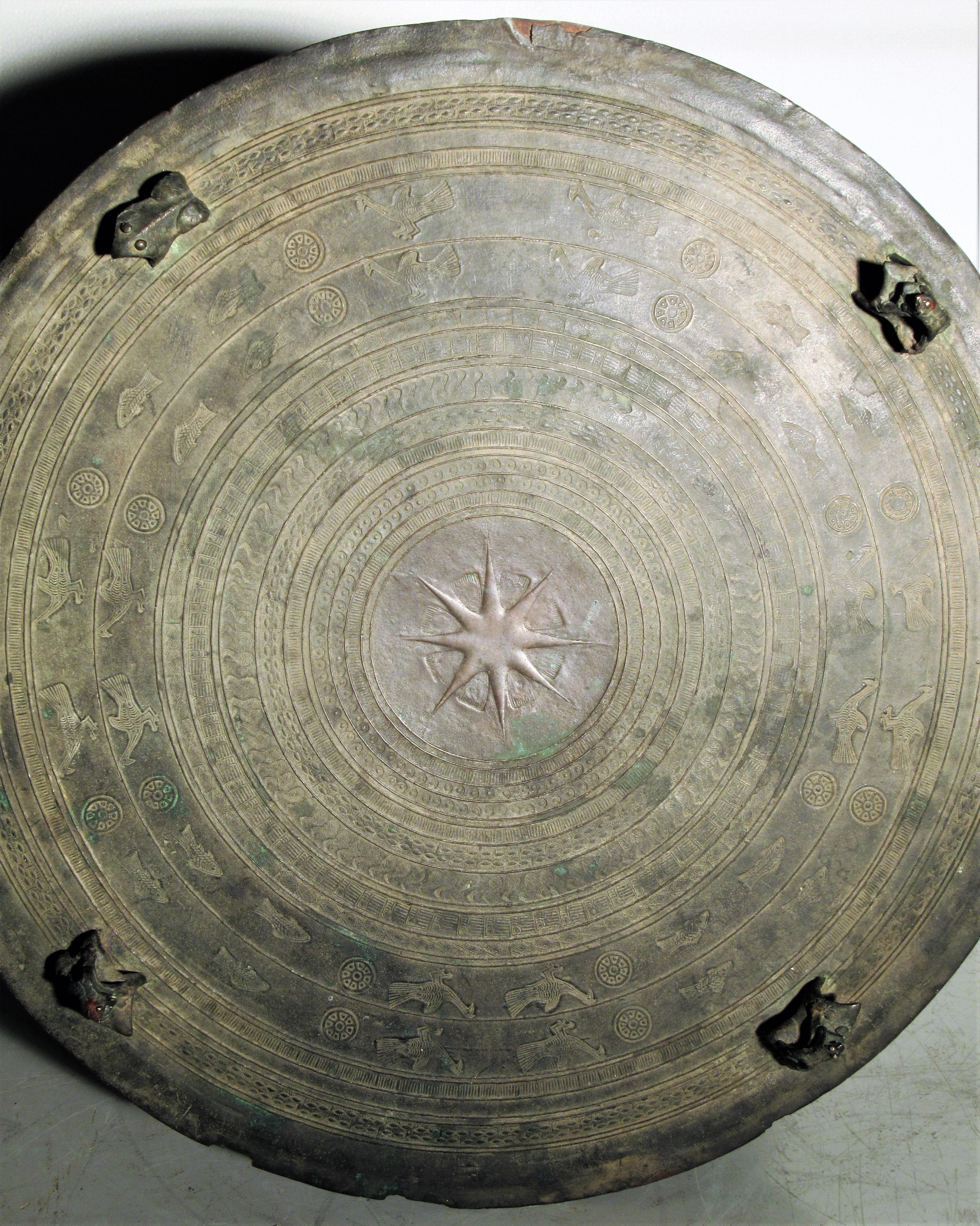 Antique Southeast Asian Bronze Rain Drum 13