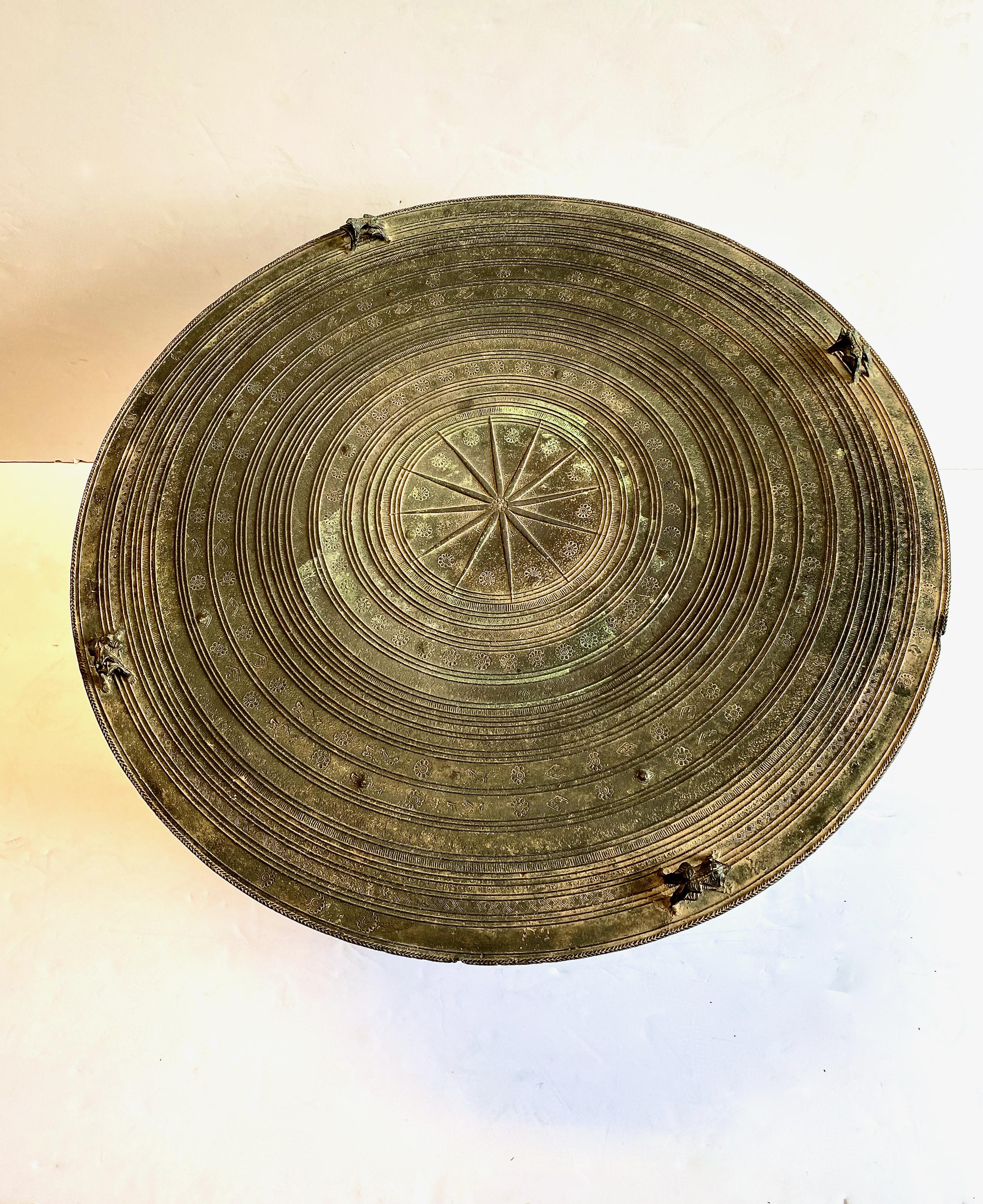 Chinoiserie Antique Southeast Asian Bronze Rain Drum For Sale