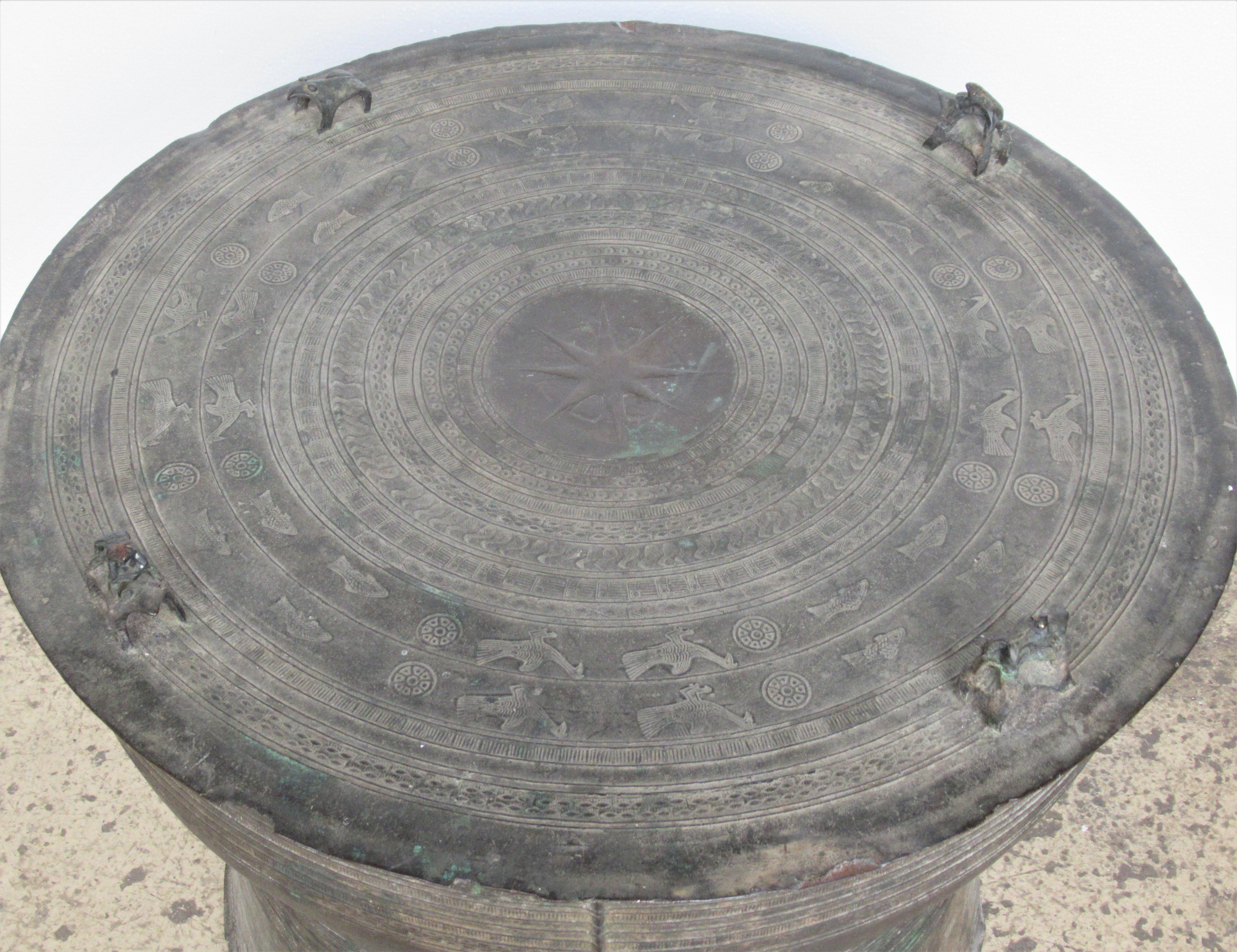 Hand-Crafted Antique Southeast Asian Bronze Rain Drum