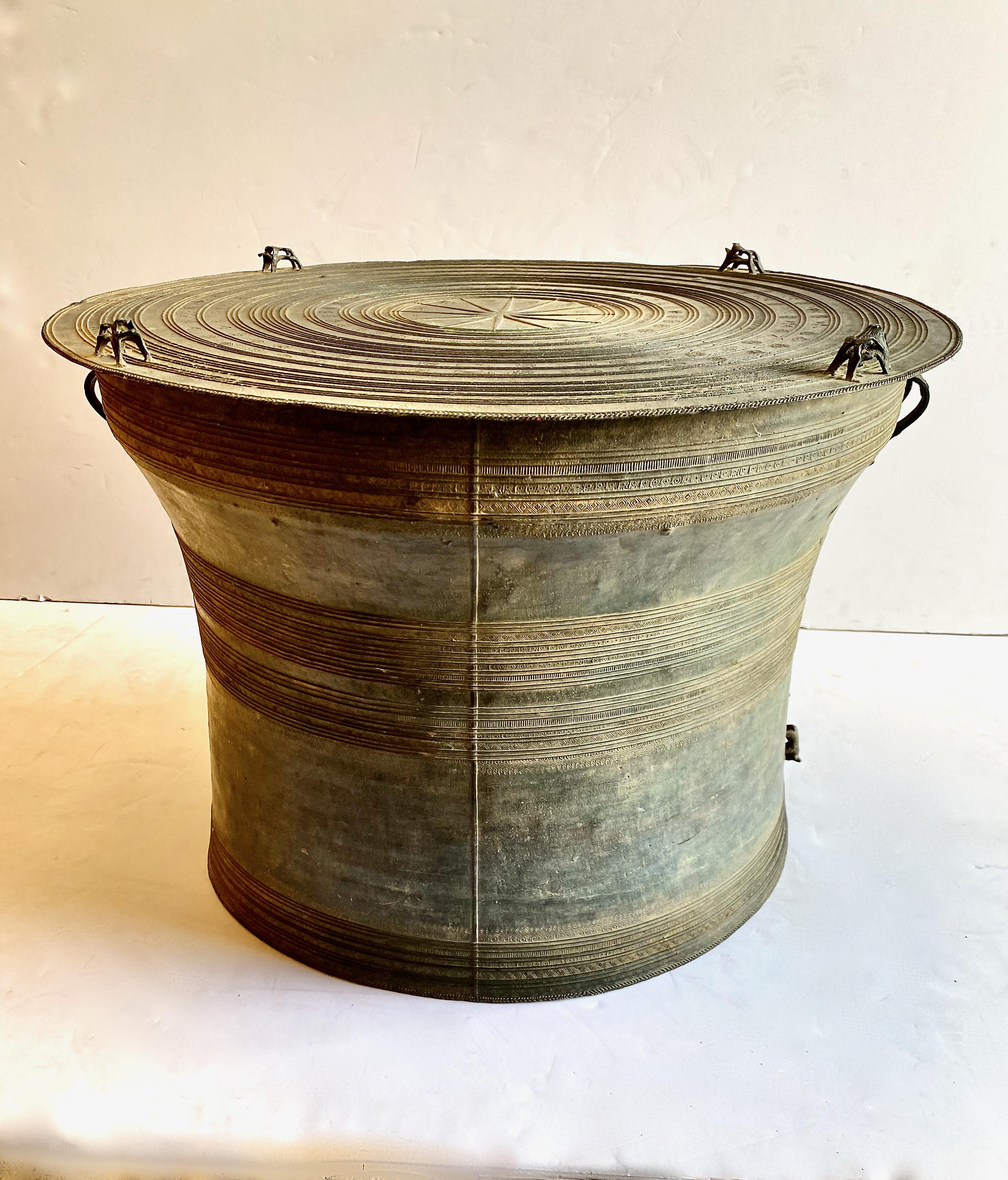 Antique Southeast Asian Bronze Rain Drum For Sale 2