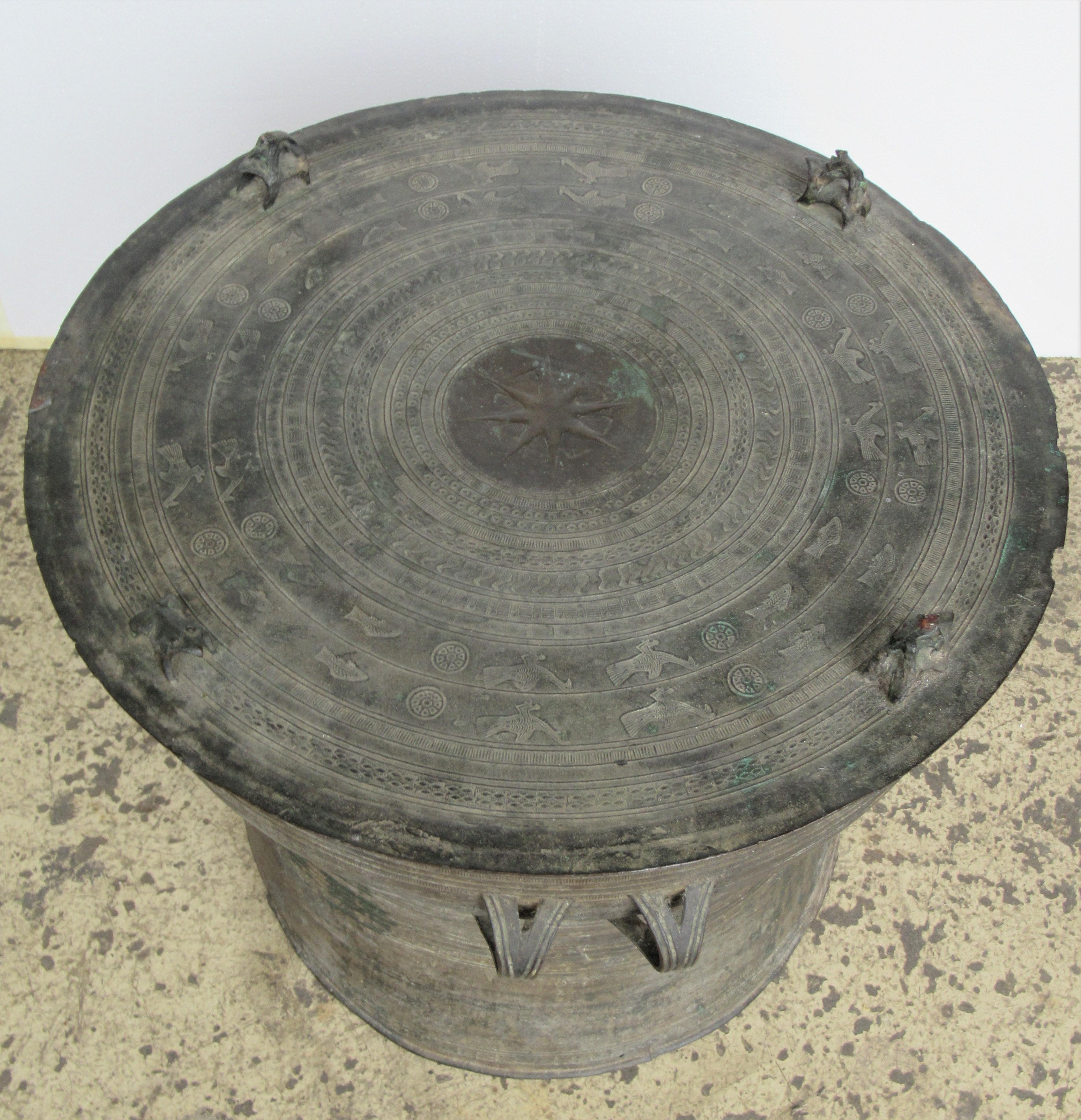 Antique Southeast Asian Bronze Rain Drum 1