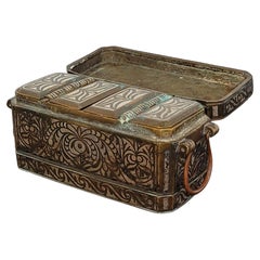 Antique Southeast Asian Filipino Maranao Silver Inlaid Brass Betel Nut Box
